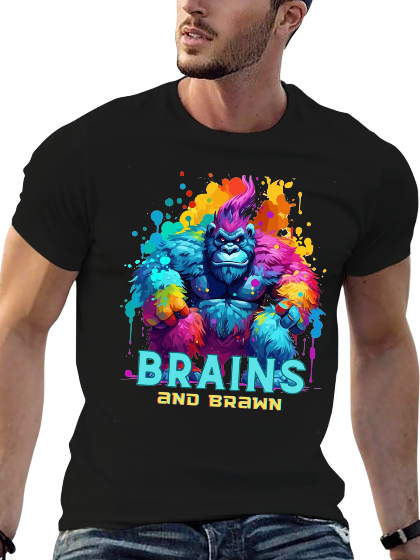 Black Brains and Brawn Gorilla Graphic Tee view 6