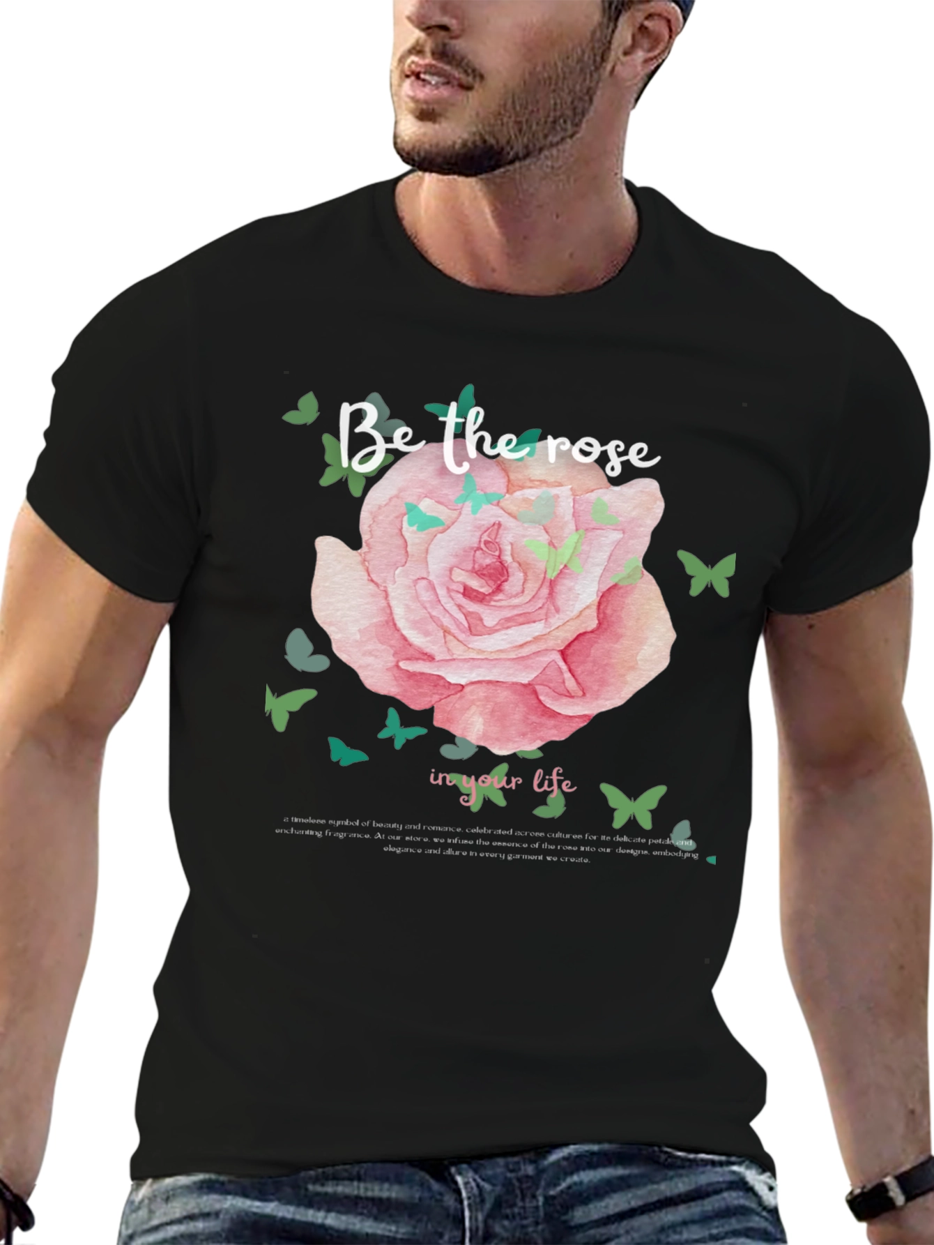 Black Rose Graphic Tee - Be The Rose in Your Life T-Shirt view 6