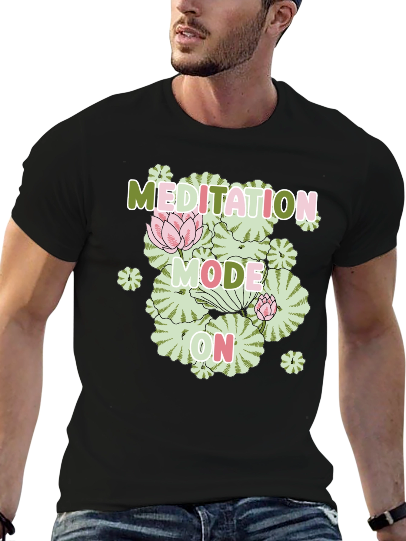 Black Meditation Mode On Graphic Tee view 6