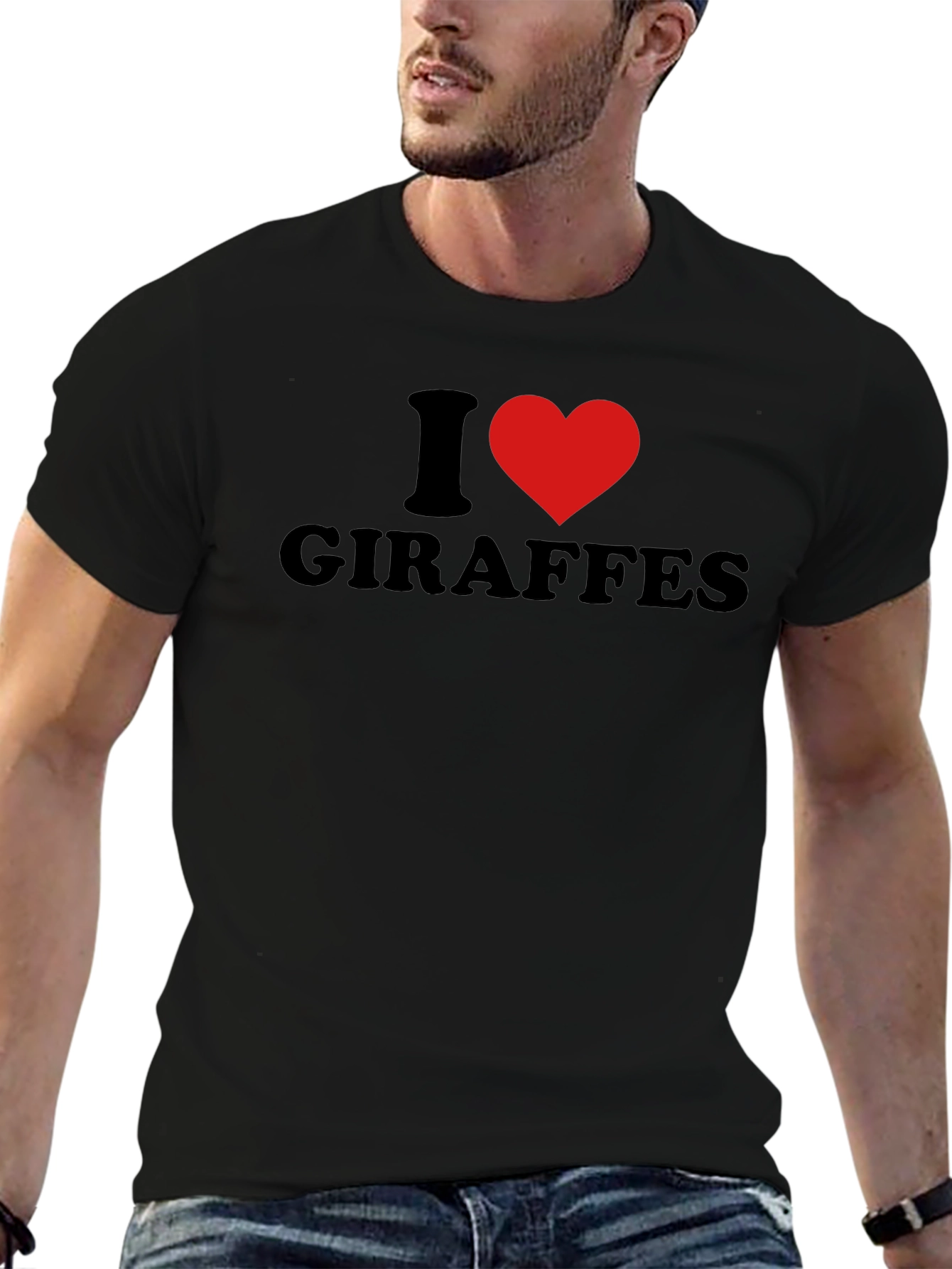 Black I Heart Giraffes Graphic Tee - Black view 6