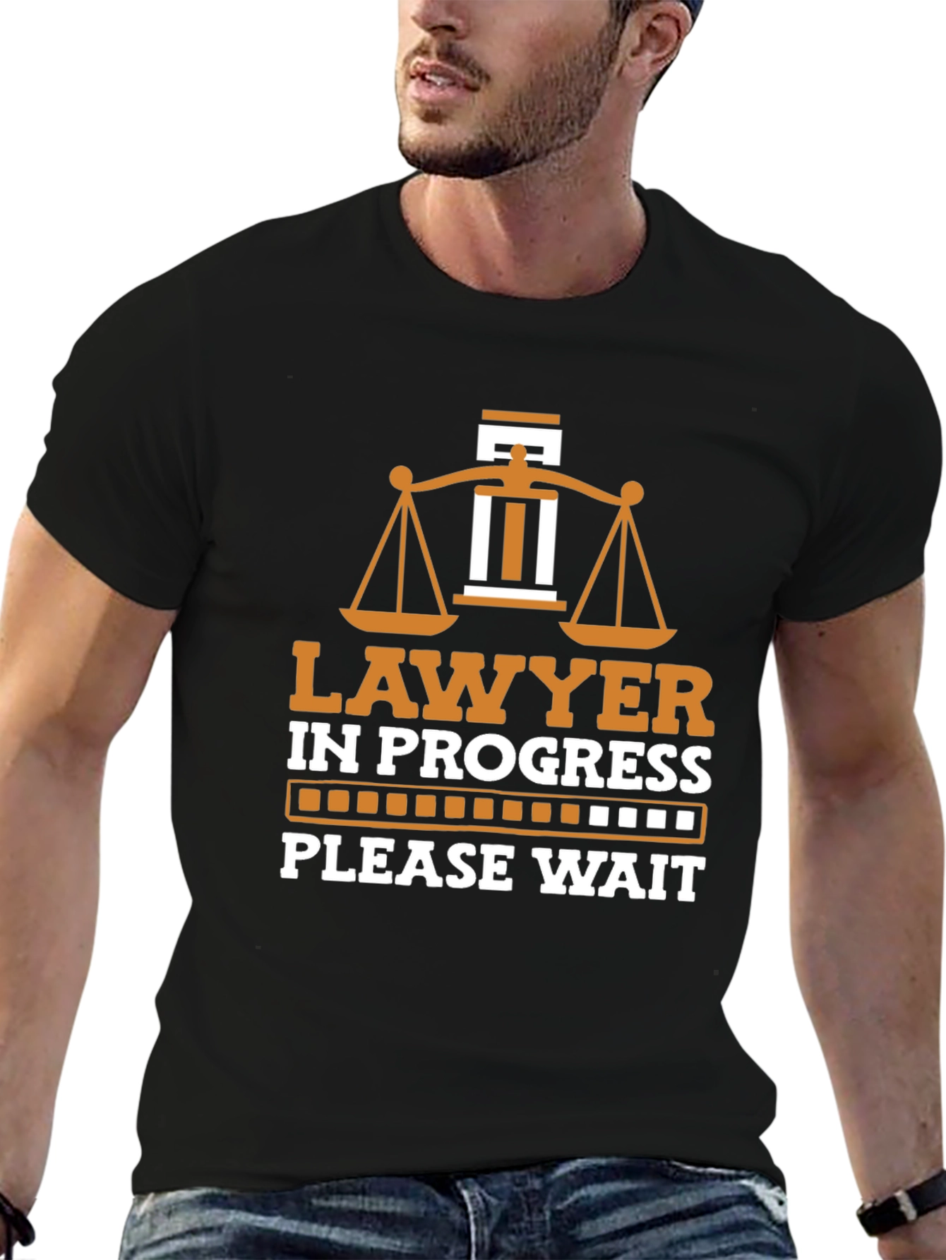Black Lawyer In Progress Graphic Tee - Novelty Law Student Shirt view 6