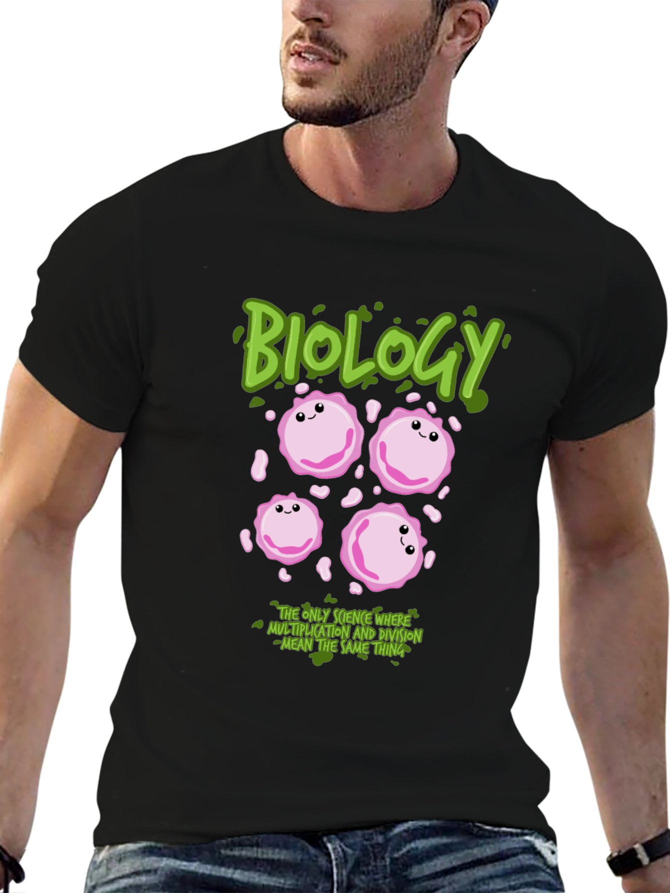 Black Biology Cell Division T-Shirt: Funny Science Tee view 6