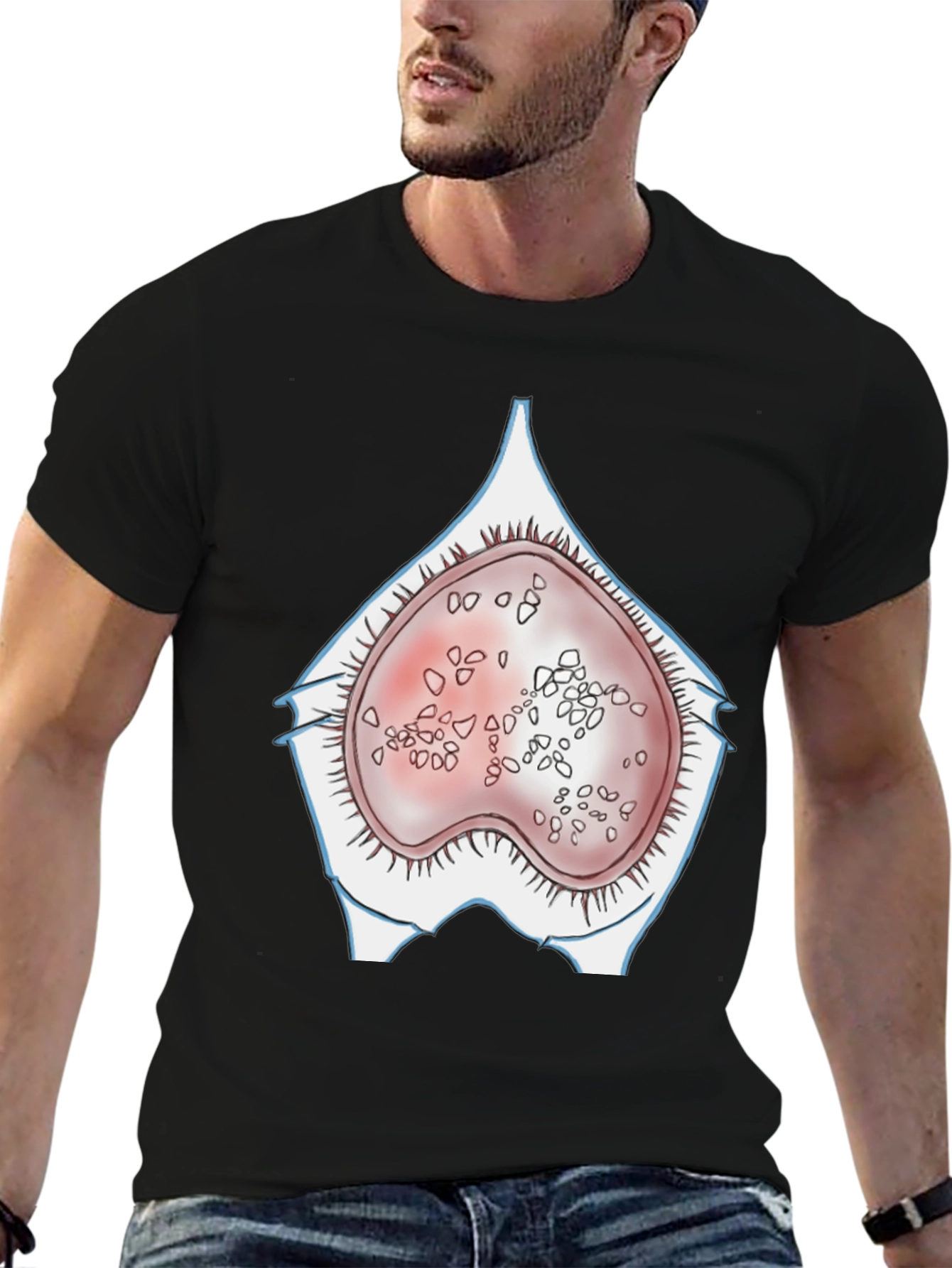 Black Anatomical Humor T-Shirt - "Germ Cell" view 6