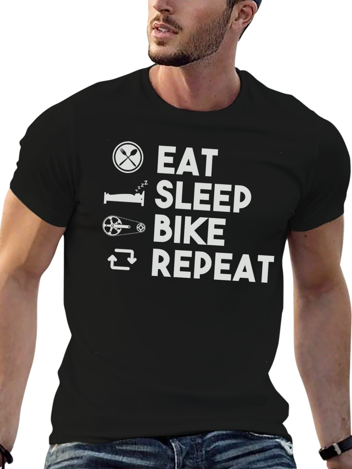 Black Eat Sleep Bike Repeat Graphic T-Shirt view 6