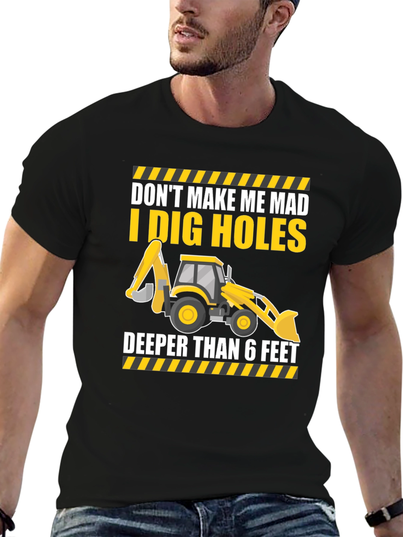 Black I Dig Holes T-Shirt - Construction Humor view 6