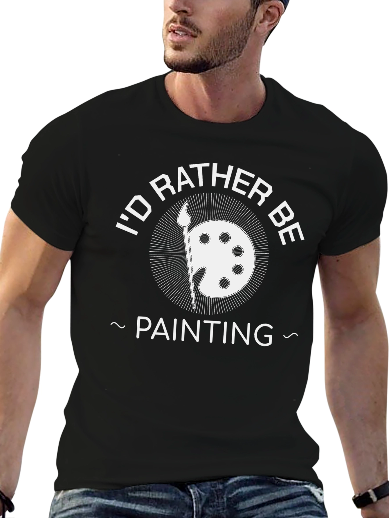 Black I'd Rather Be Painting Black T-Shirt view 6