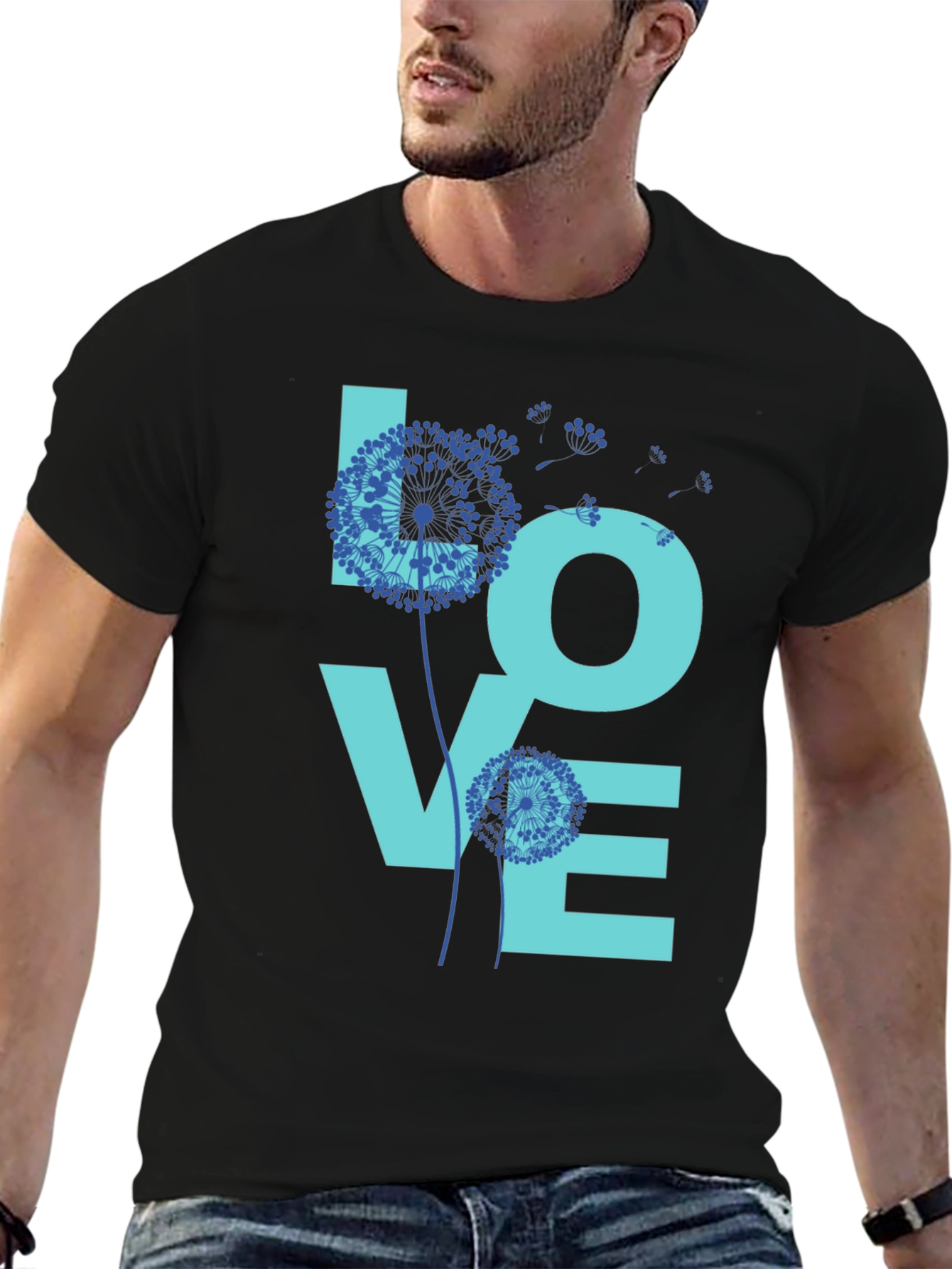 Black LOVE Dandelion Graphic T-Shirt view 6