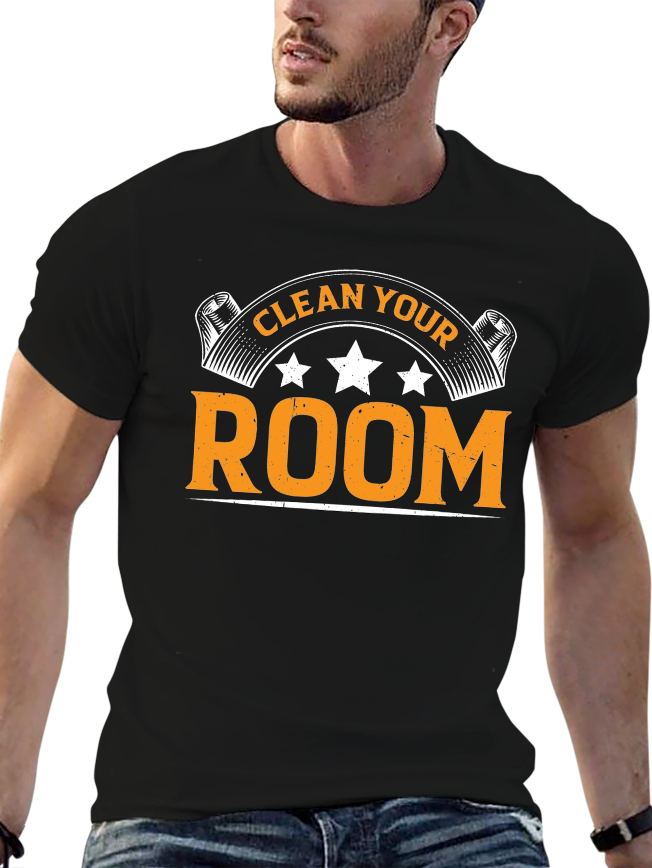 Black Clean Your Room Graphic Tee view 6