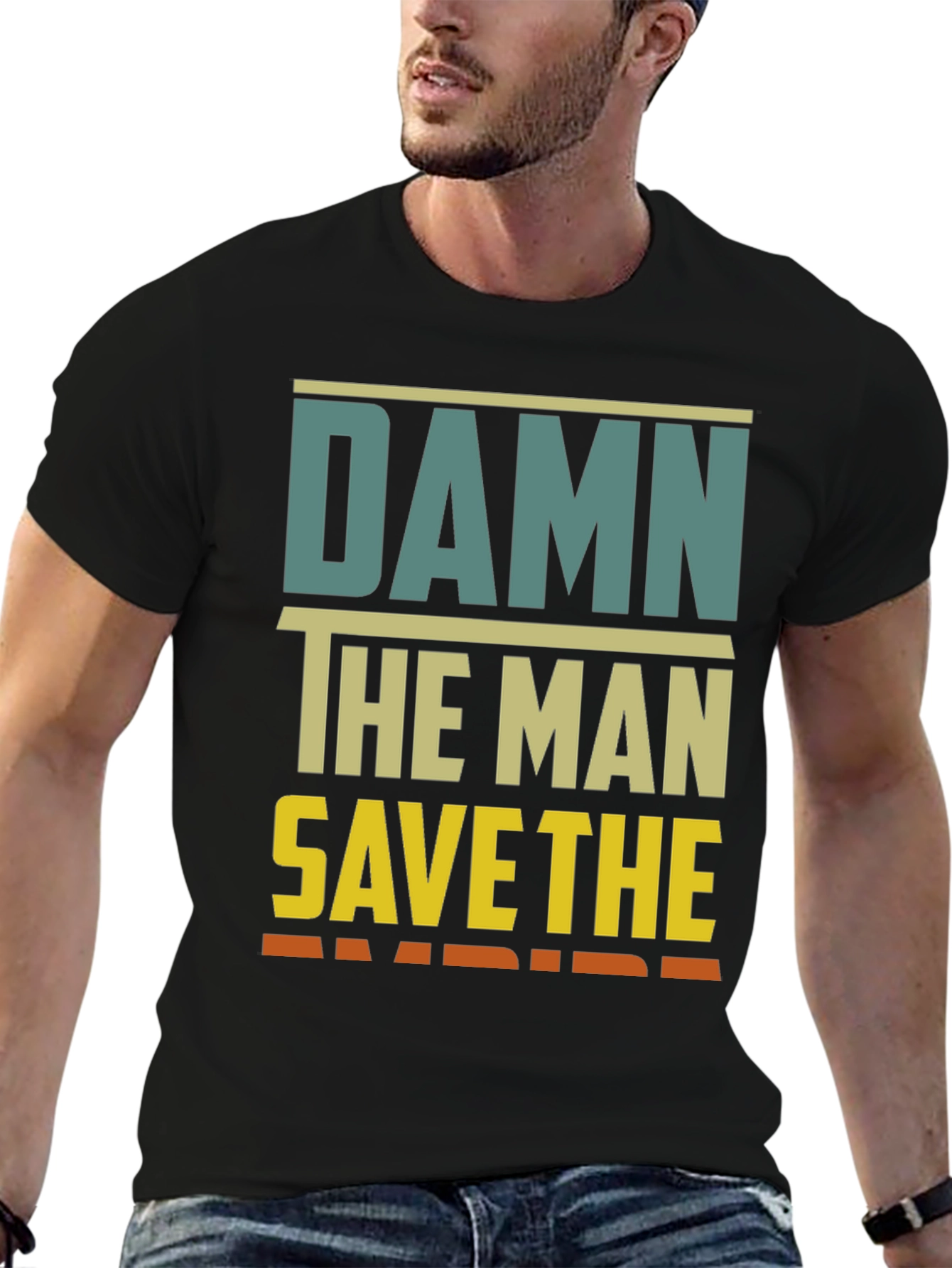 Black Damn The Man Save The Empire Graphic Tee view 6