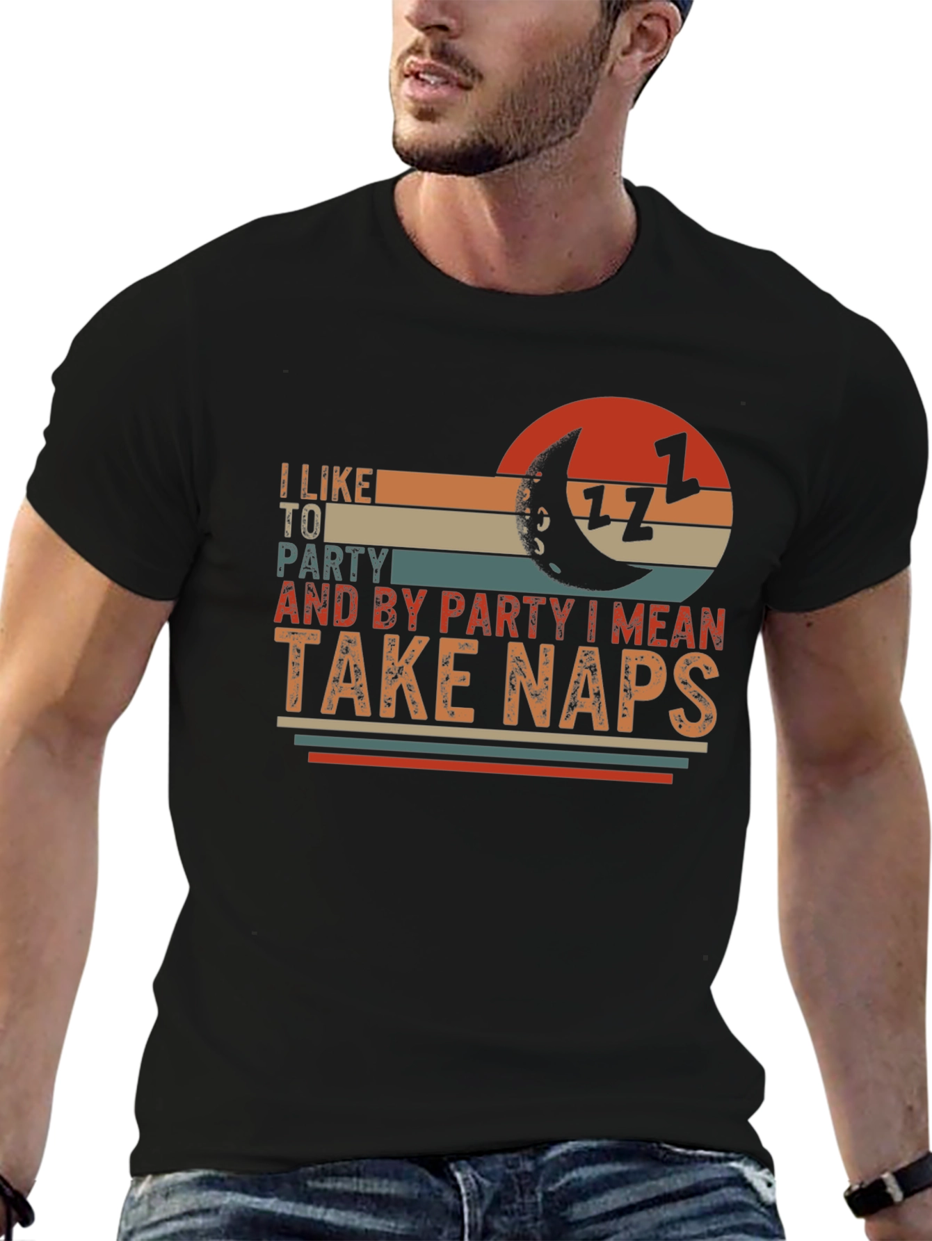 Black I Like to Party Take Naps Graphic T-Shirt view 6