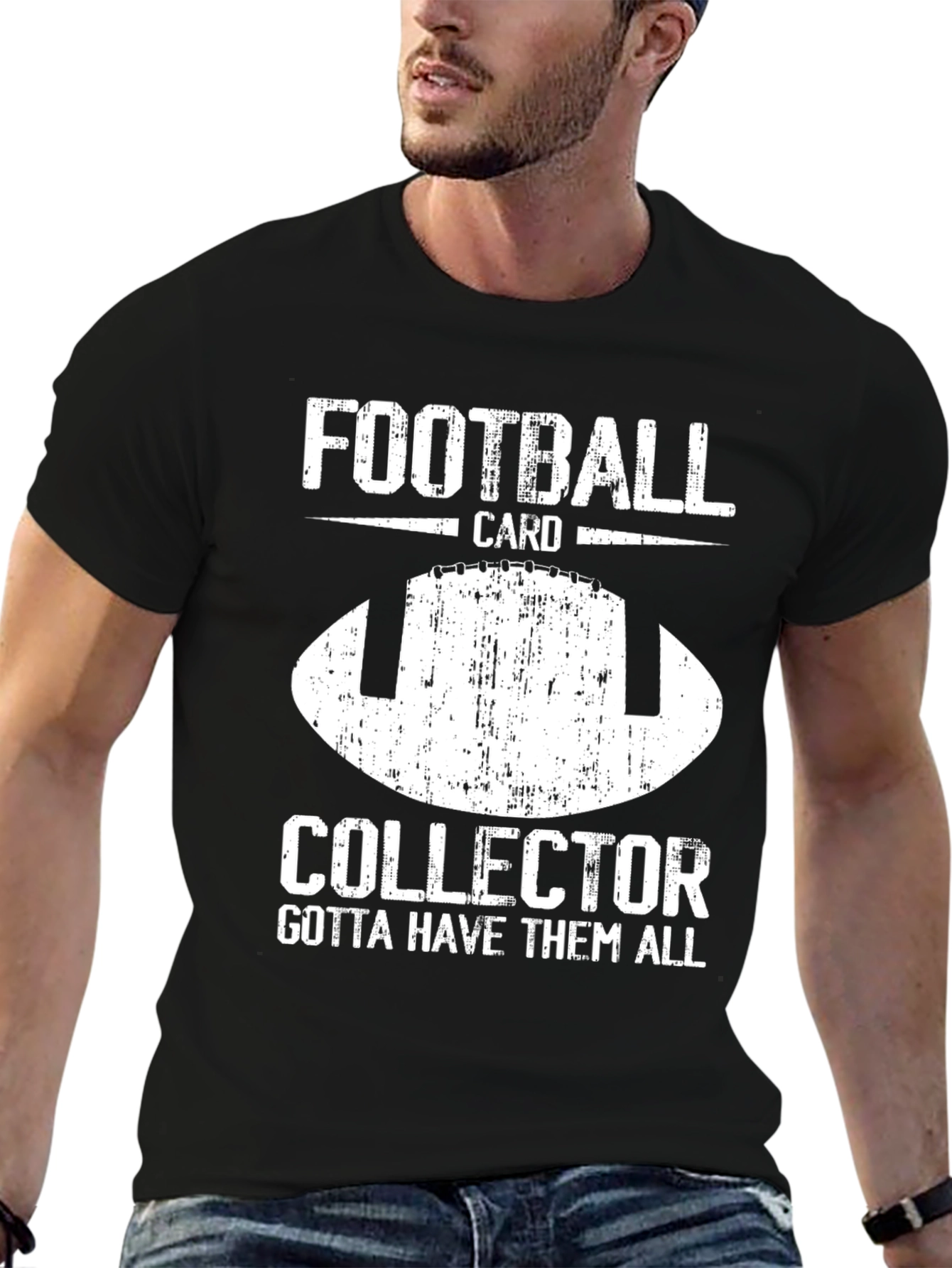 Black Football Card Collector Graphic T-Shirt view 6
