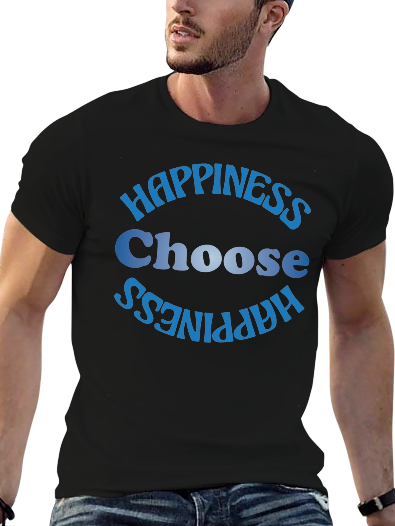 Black Choose Happiness T-Shirt - Black view 6
