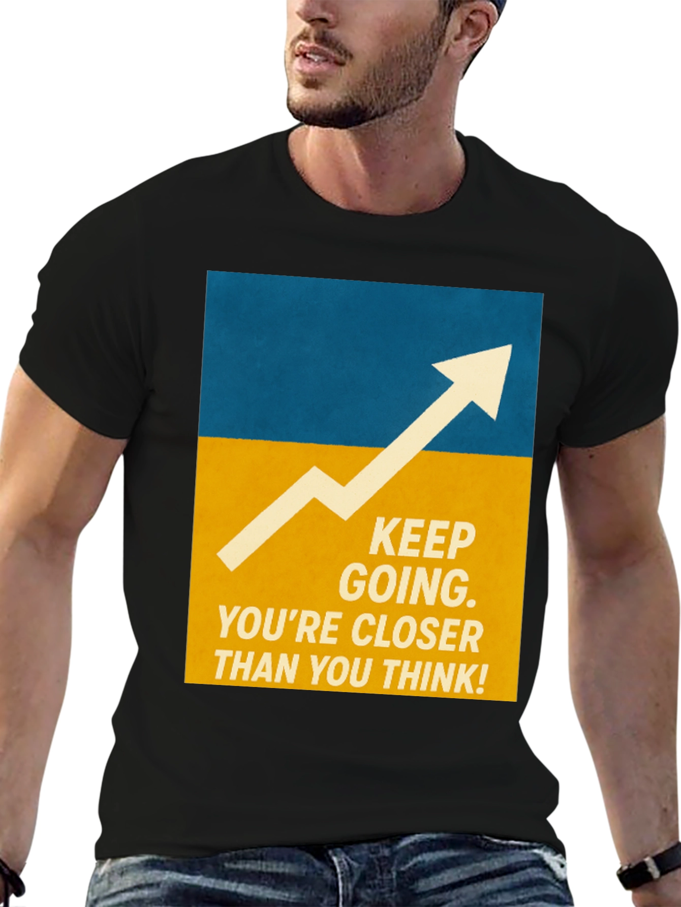 Black Motivational Graphic Tee - Keep Going! view 6