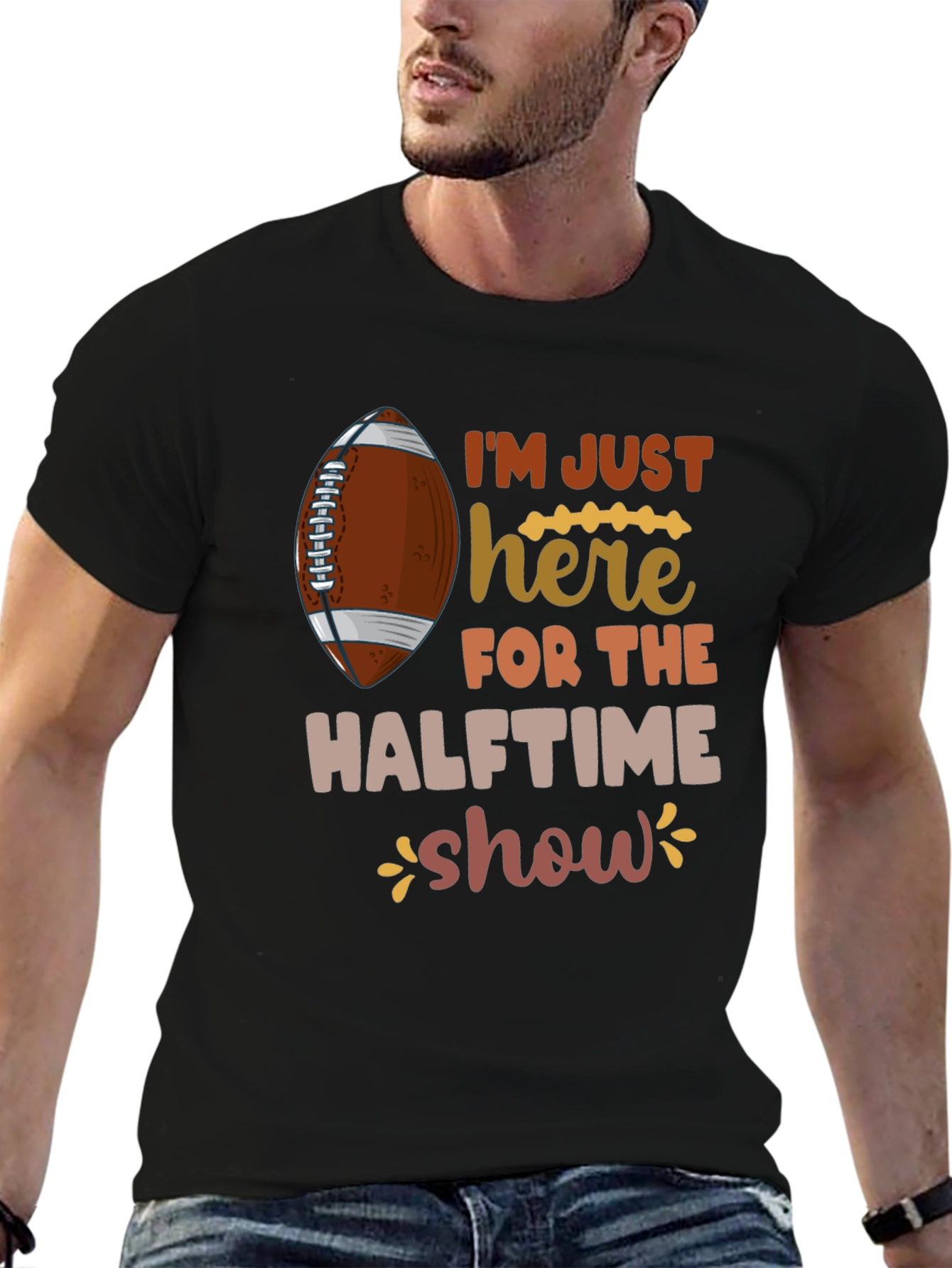 Black Halftime Show Football T-Shirt view 6