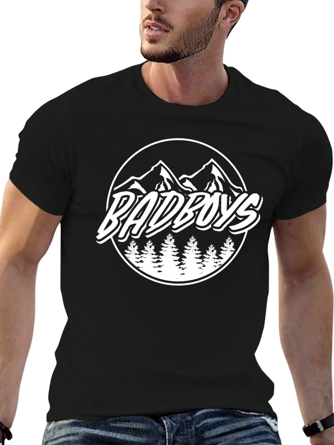Black Badboys Mountain Graphic Black T-Shirt view 6