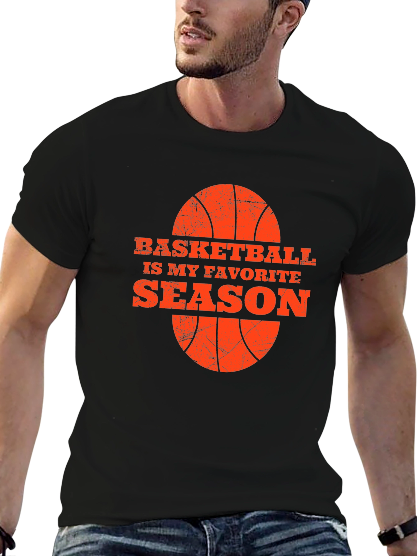 Black Basketball Season Favorite Tee - Black Graphic T-Shirt view 6