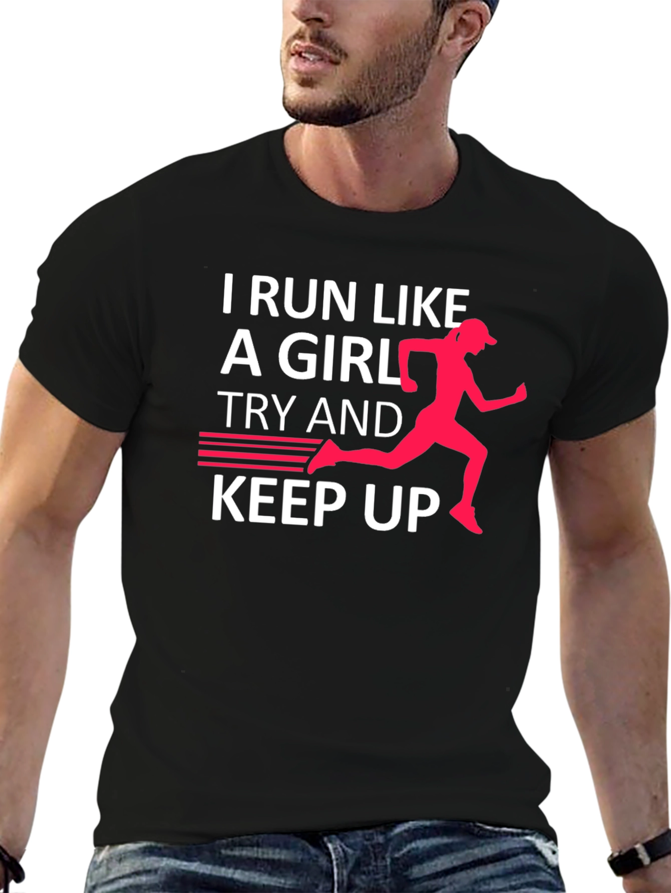 Black I Run Like A Girl T-Shirt - Funny Running Tee view 6