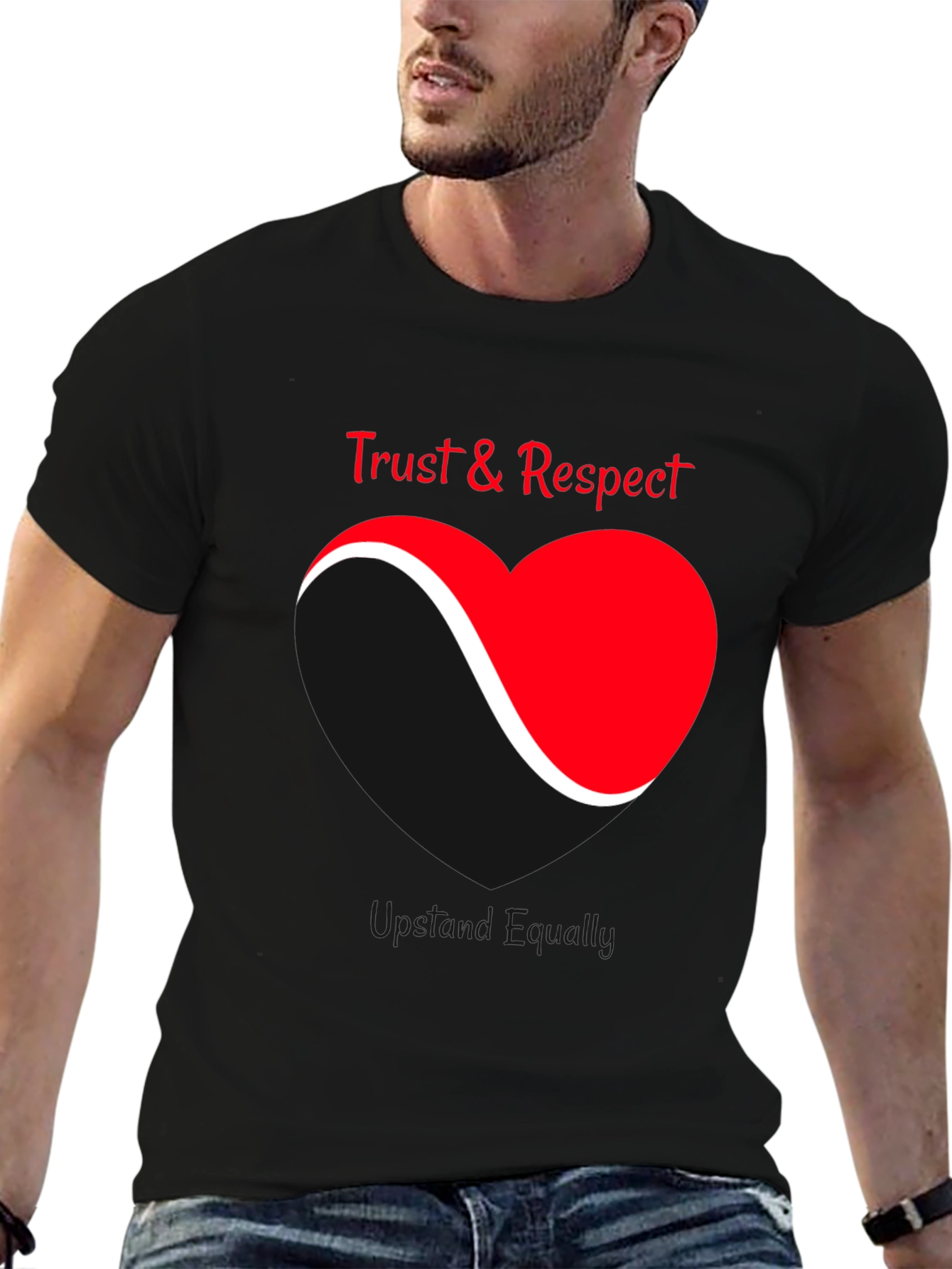 Black Trust & Respect Heart Graphic T-Shirt view 6