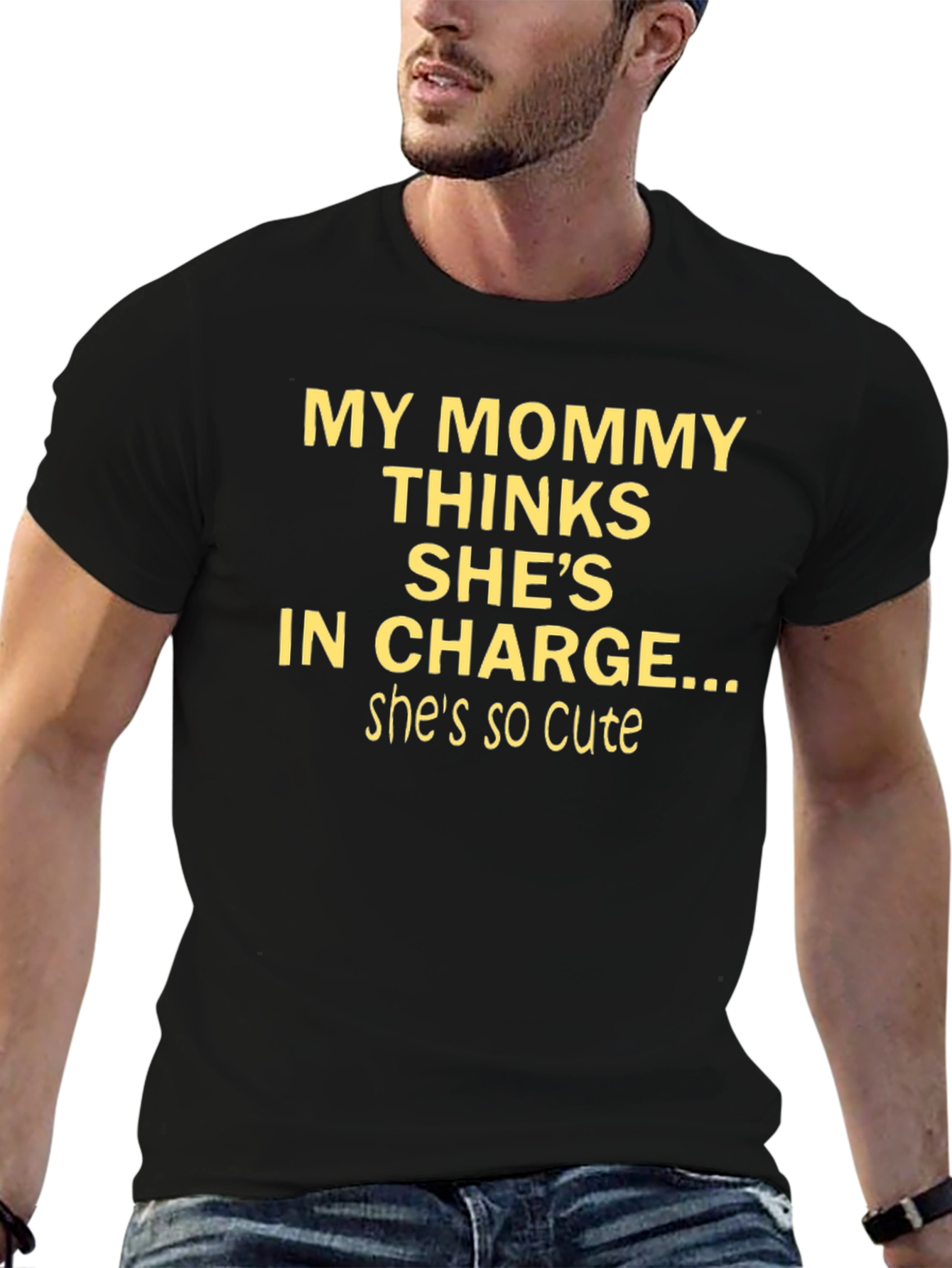 Black Funny Mommy T-Shirt - "My Mommy Thinks She's In Charge..." view 6