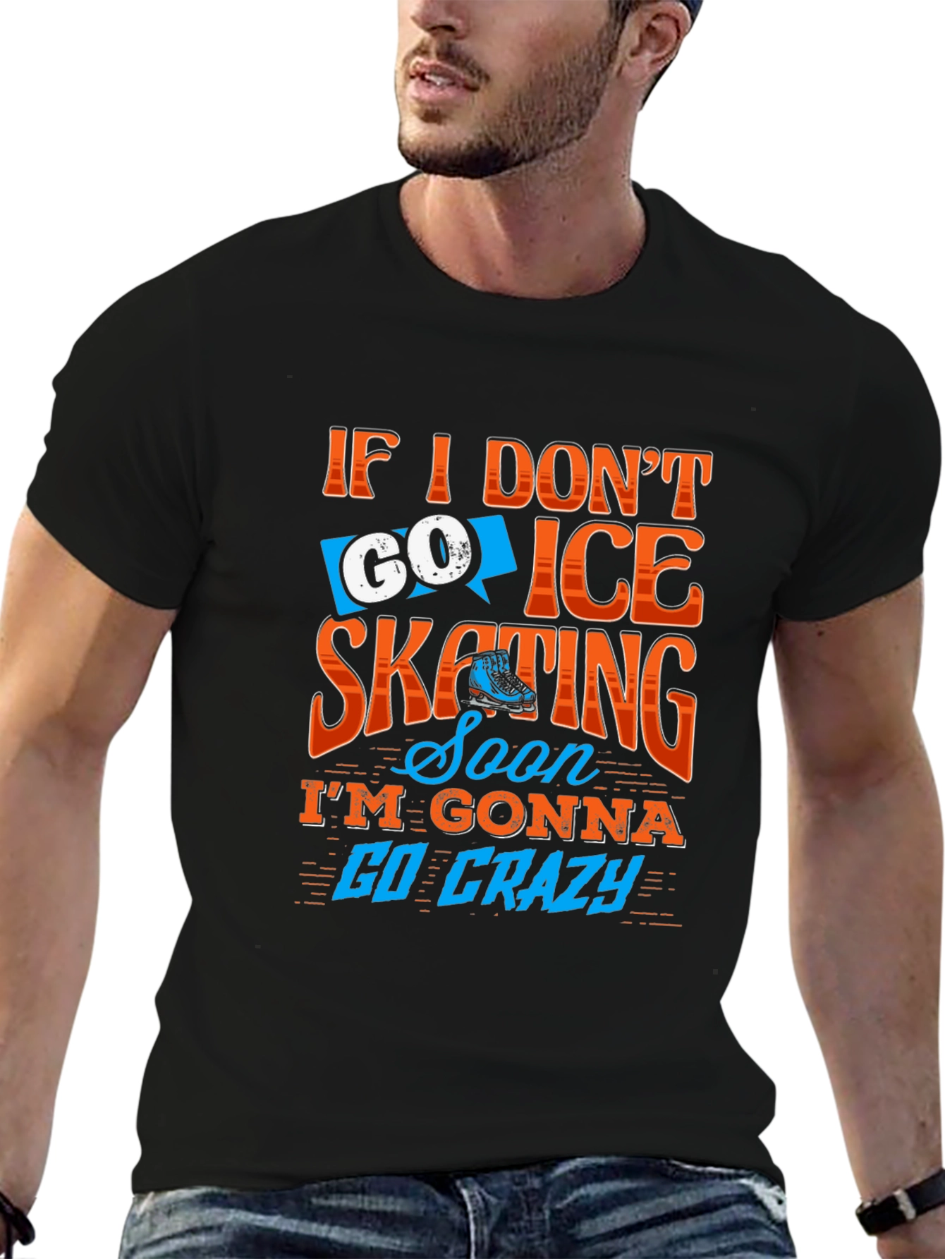 Black Ice Skating T-Shirt - Go Crazy Design view 6