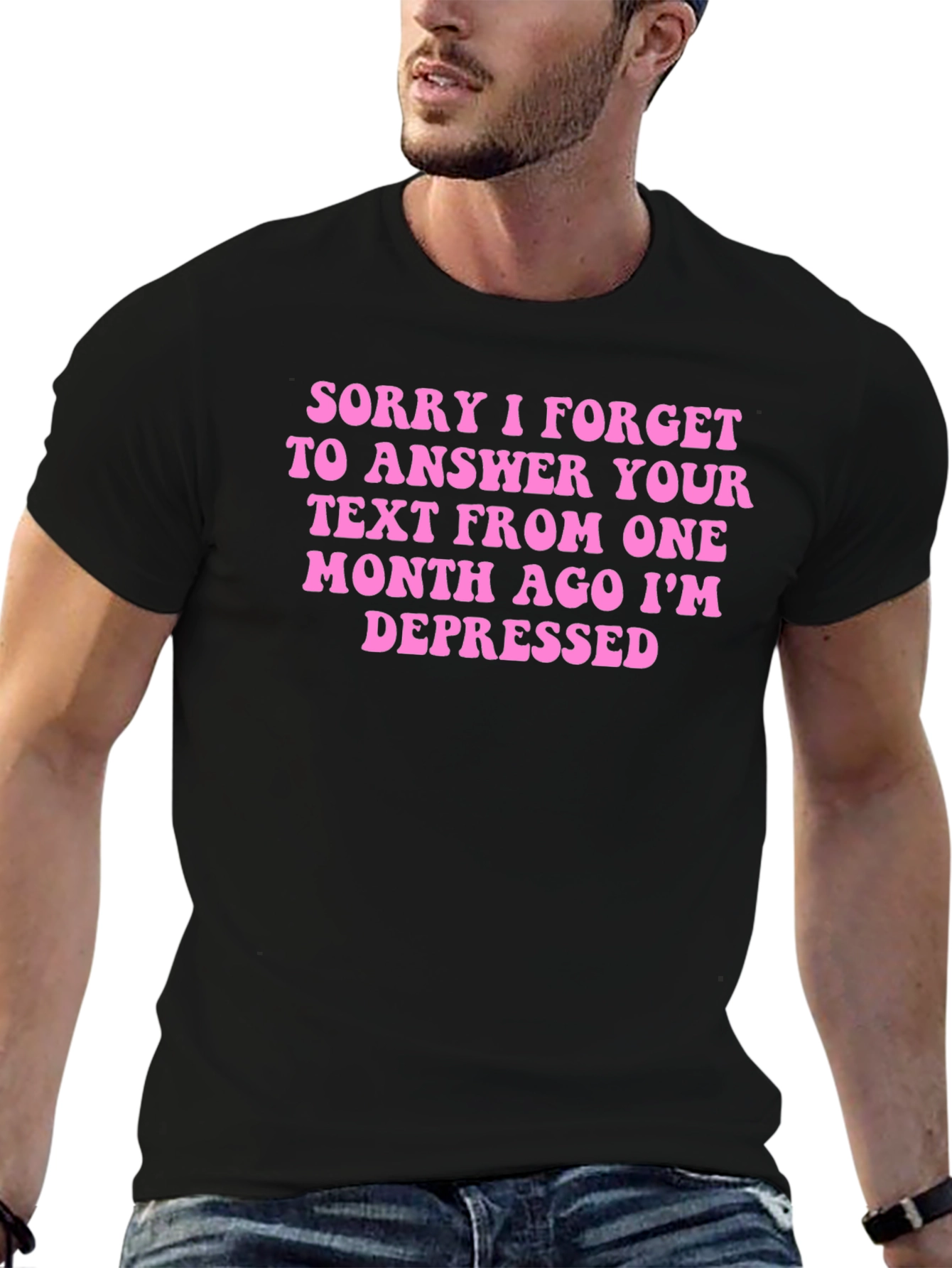 Black Sorry I'm Depressed T-Shirt view 6