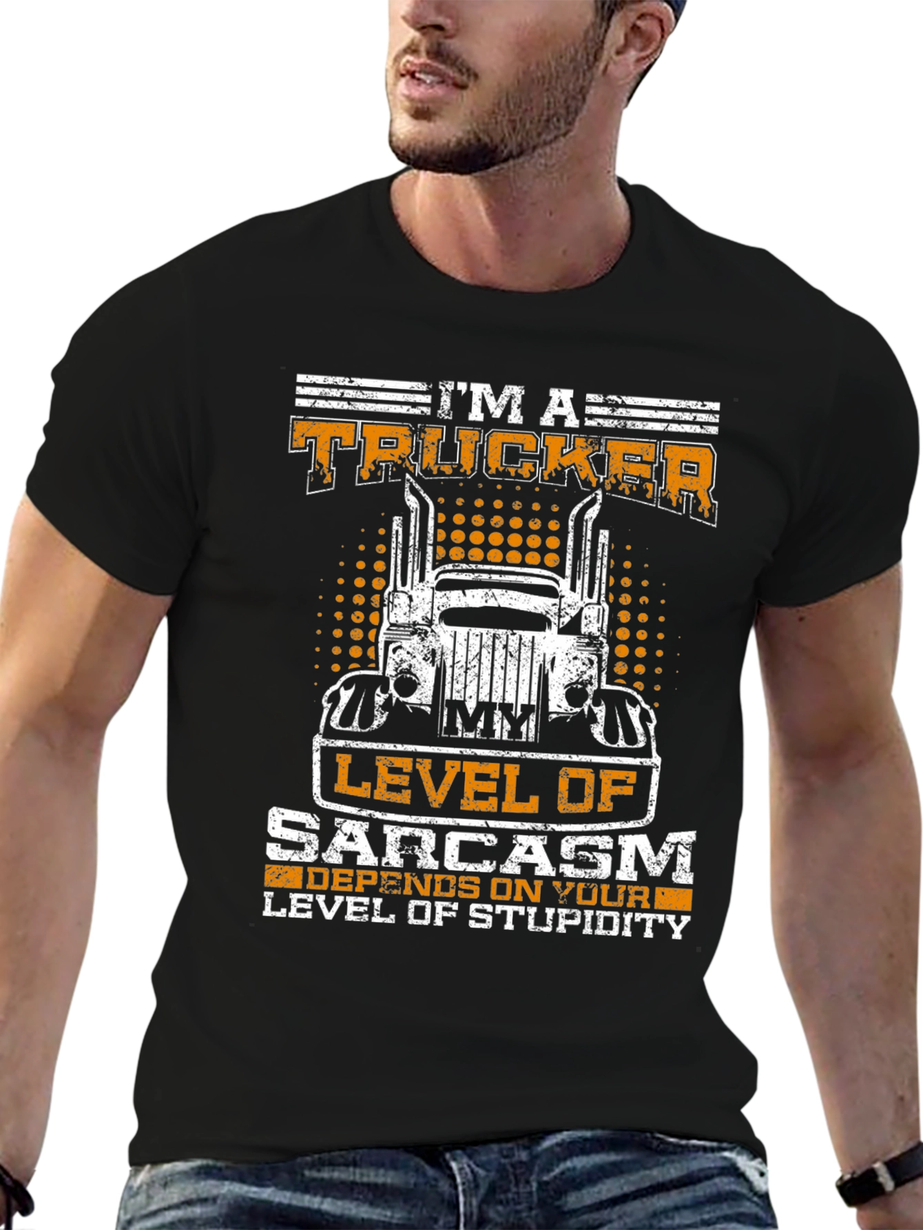 Black I'm A Trucker Sarcasm Level Graphic Tee view 6