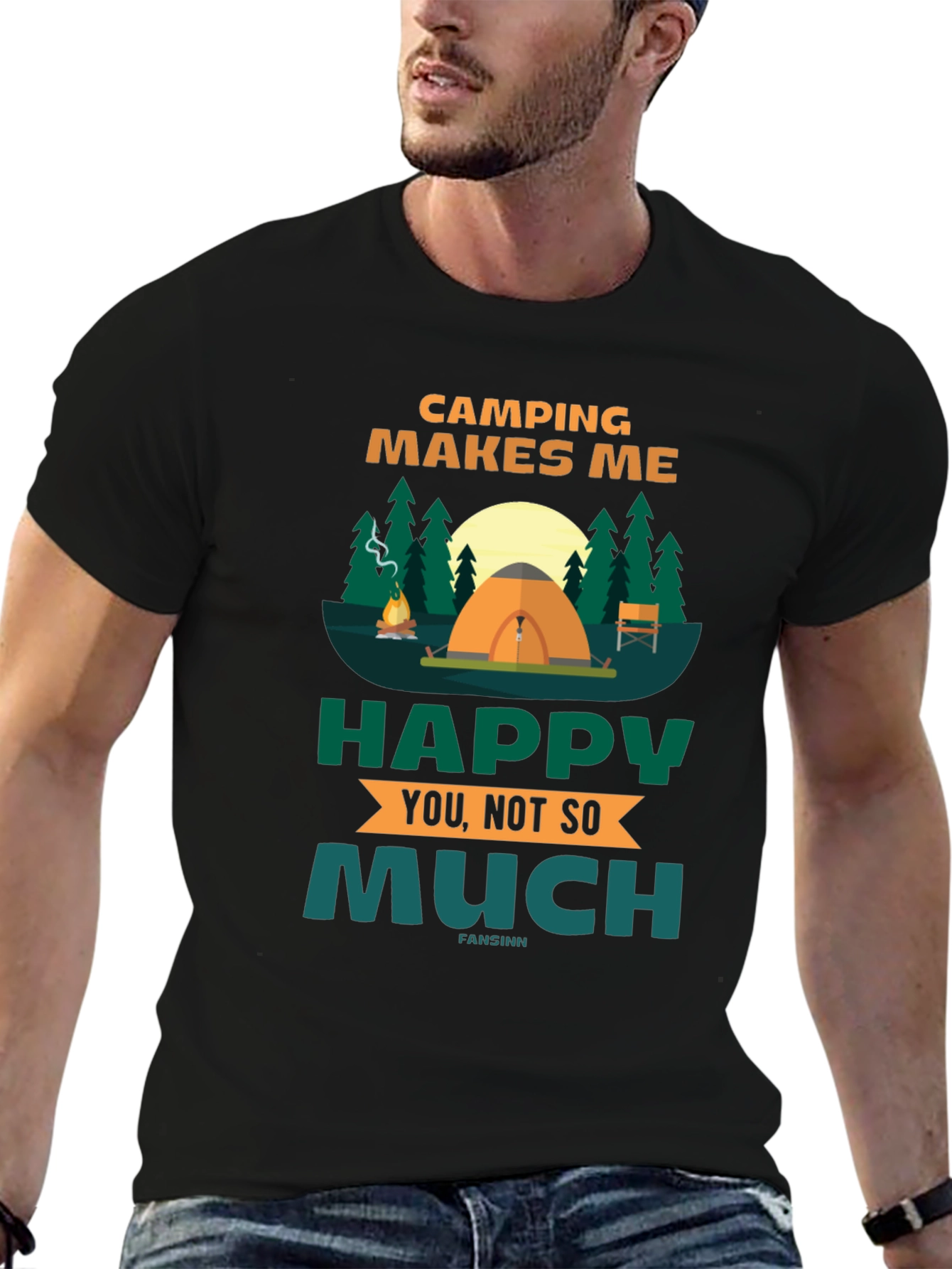 Black Camping Makes Me Happy Graphic Tee view 6