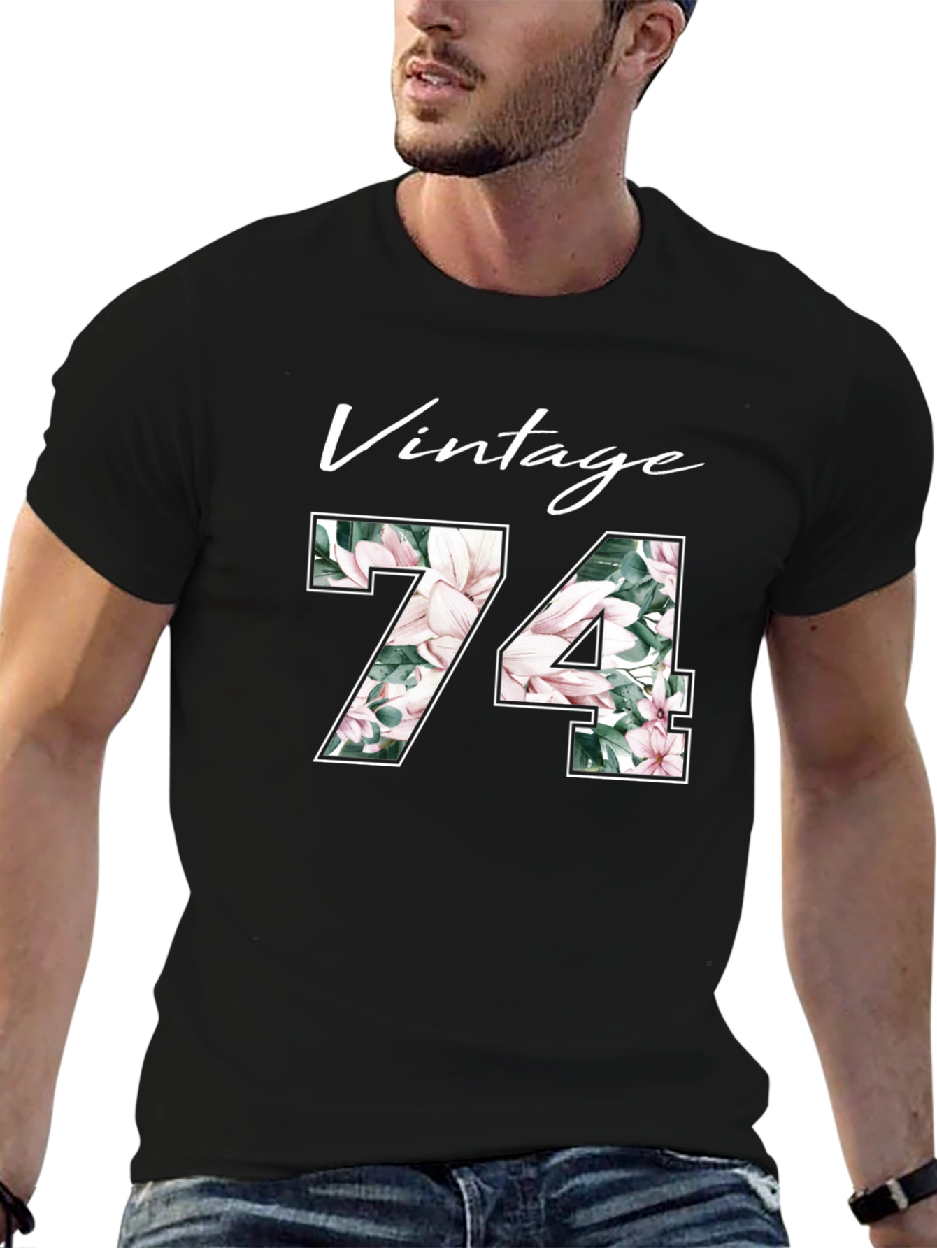 Black Vintage 74 Floral T-Shirt view 6