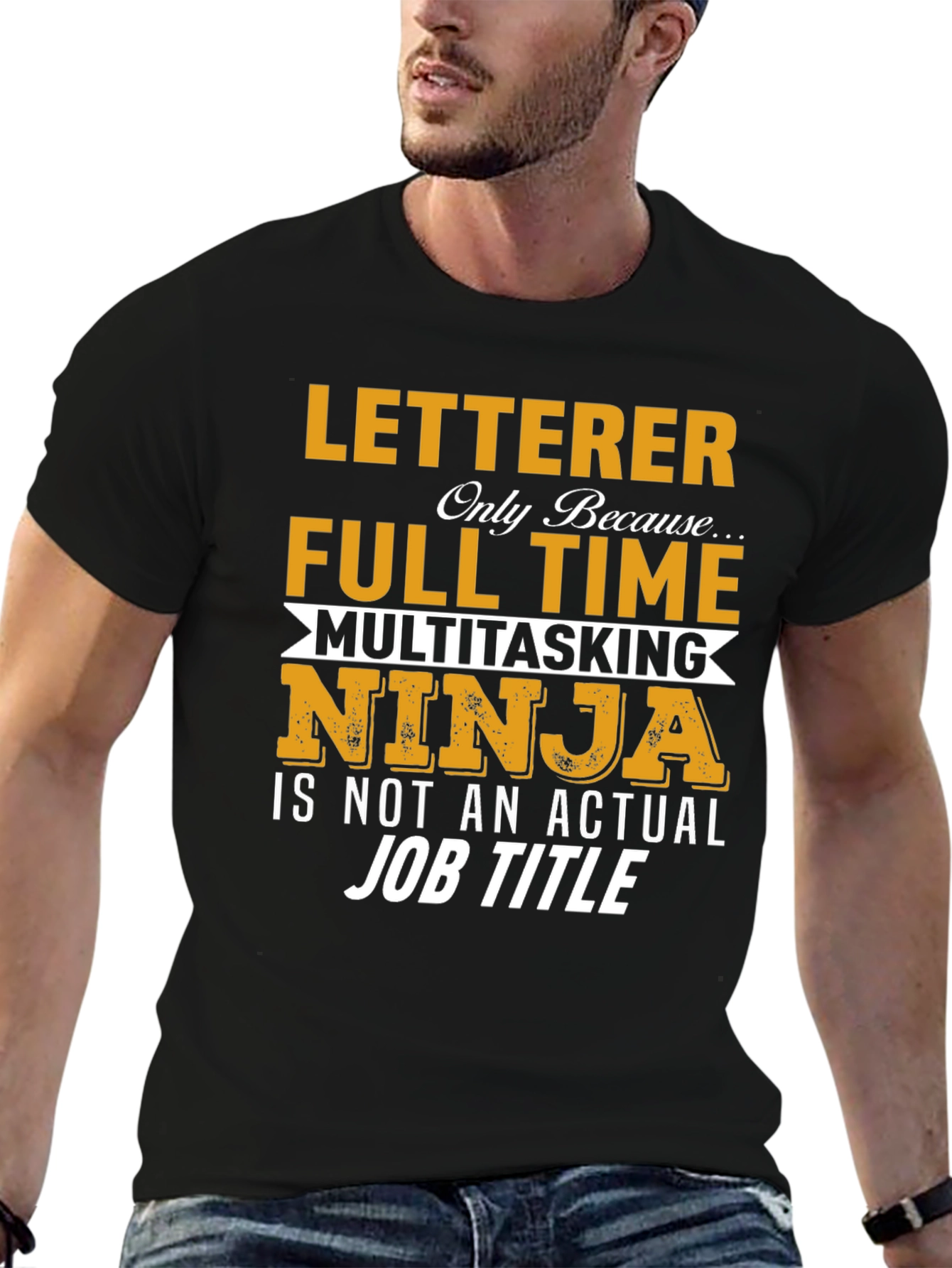 Black Letterer Ninja T-Shirt - Funny Job Title Tee view 6