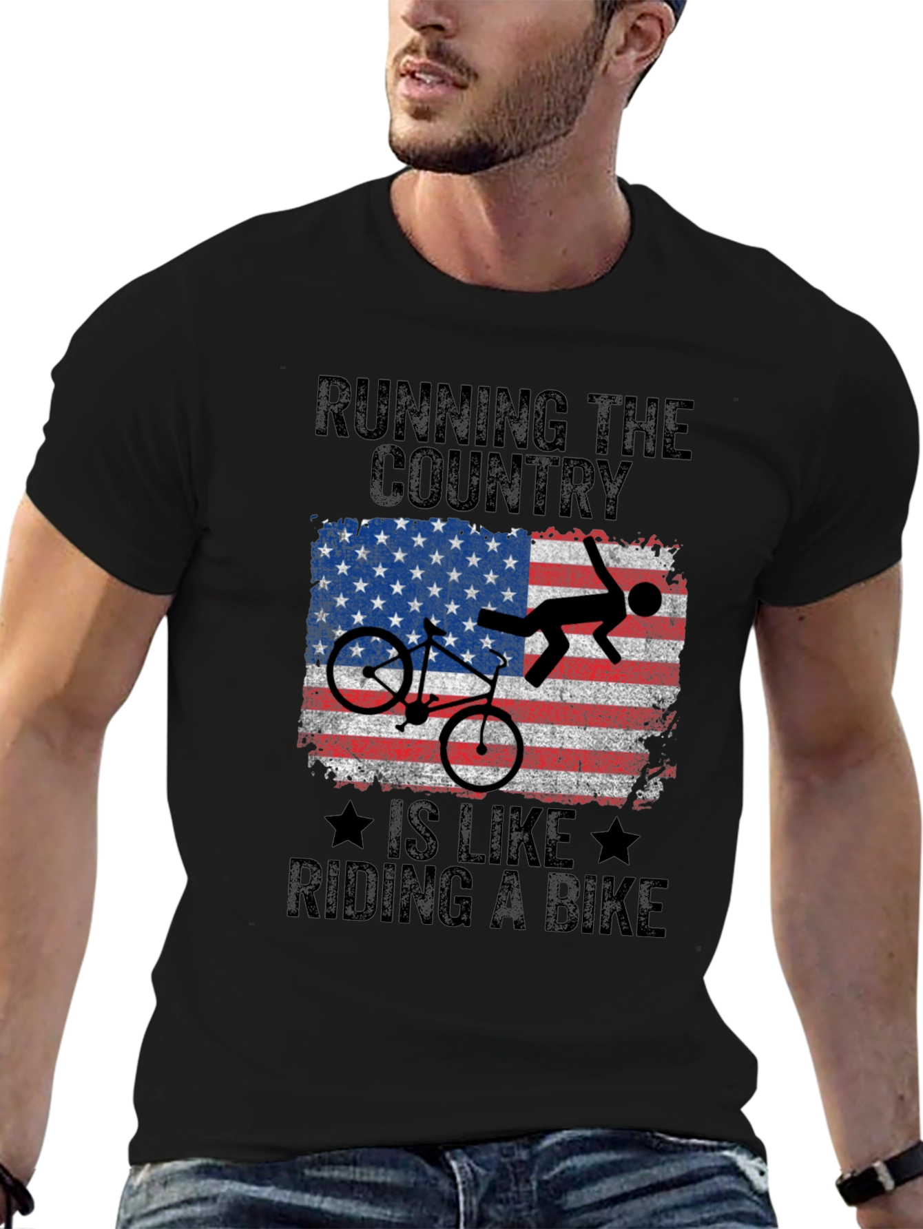 Black Running the Country Bike T-Shirt view 6