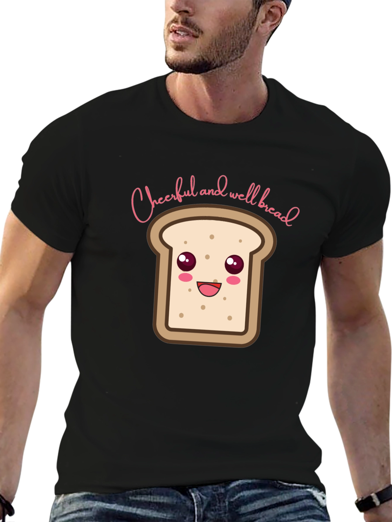 Black Cheerful and Well Bread T-Shirt - Black view 6