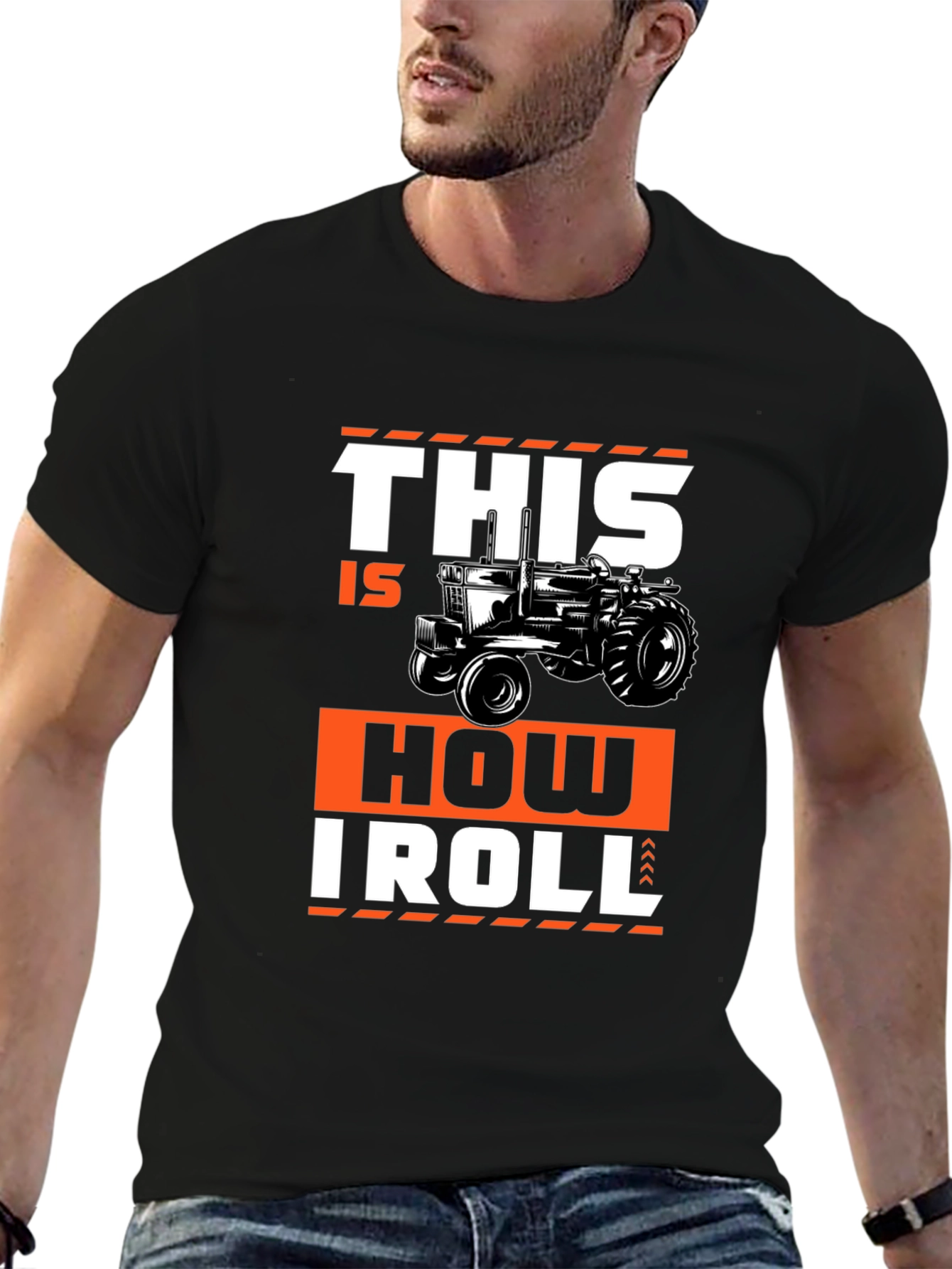 Black This Is How I Roll Tractor Graphic Tee view 6