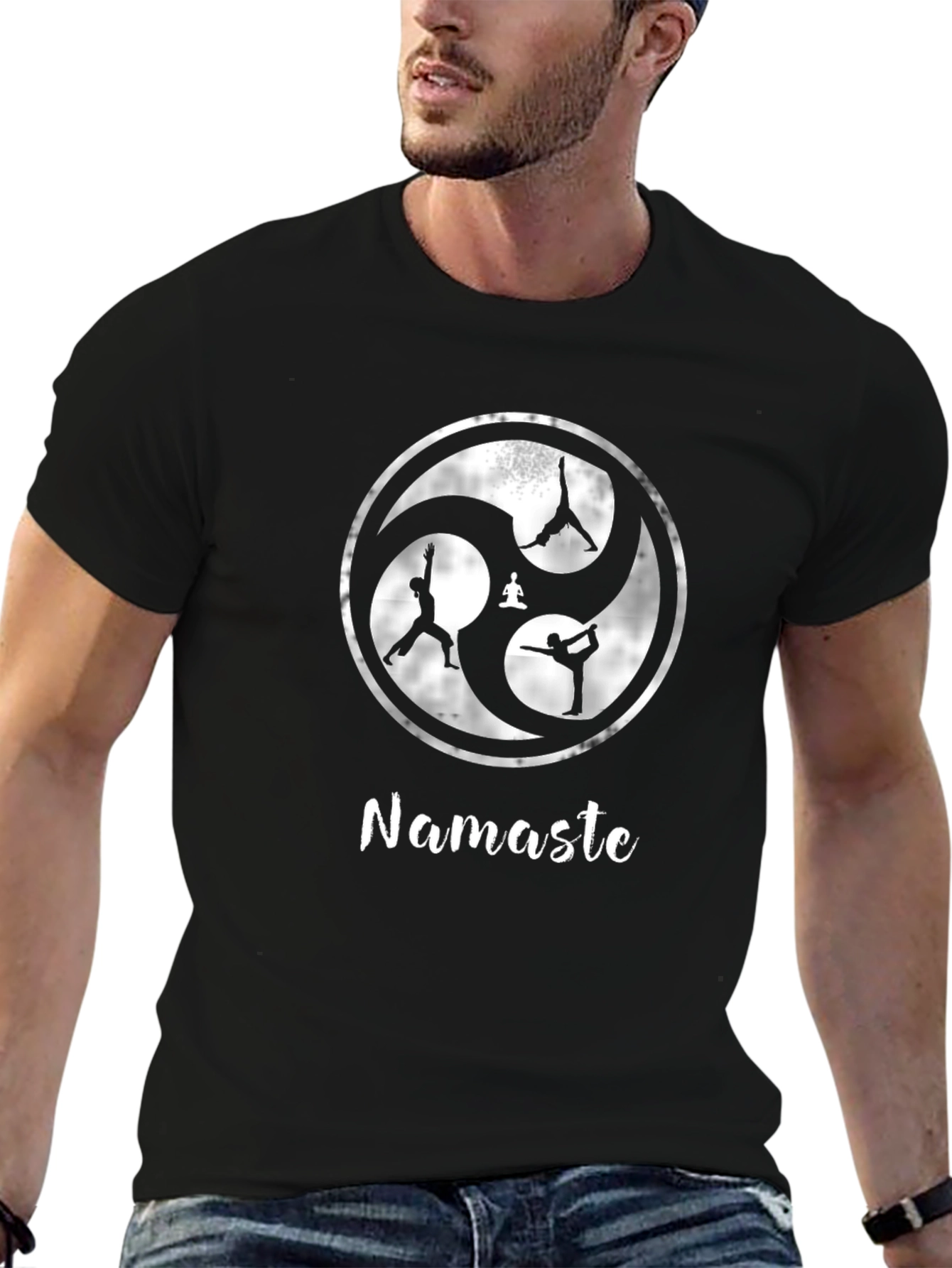 Black Namaste Yoga Design Black T-Shirt view 6