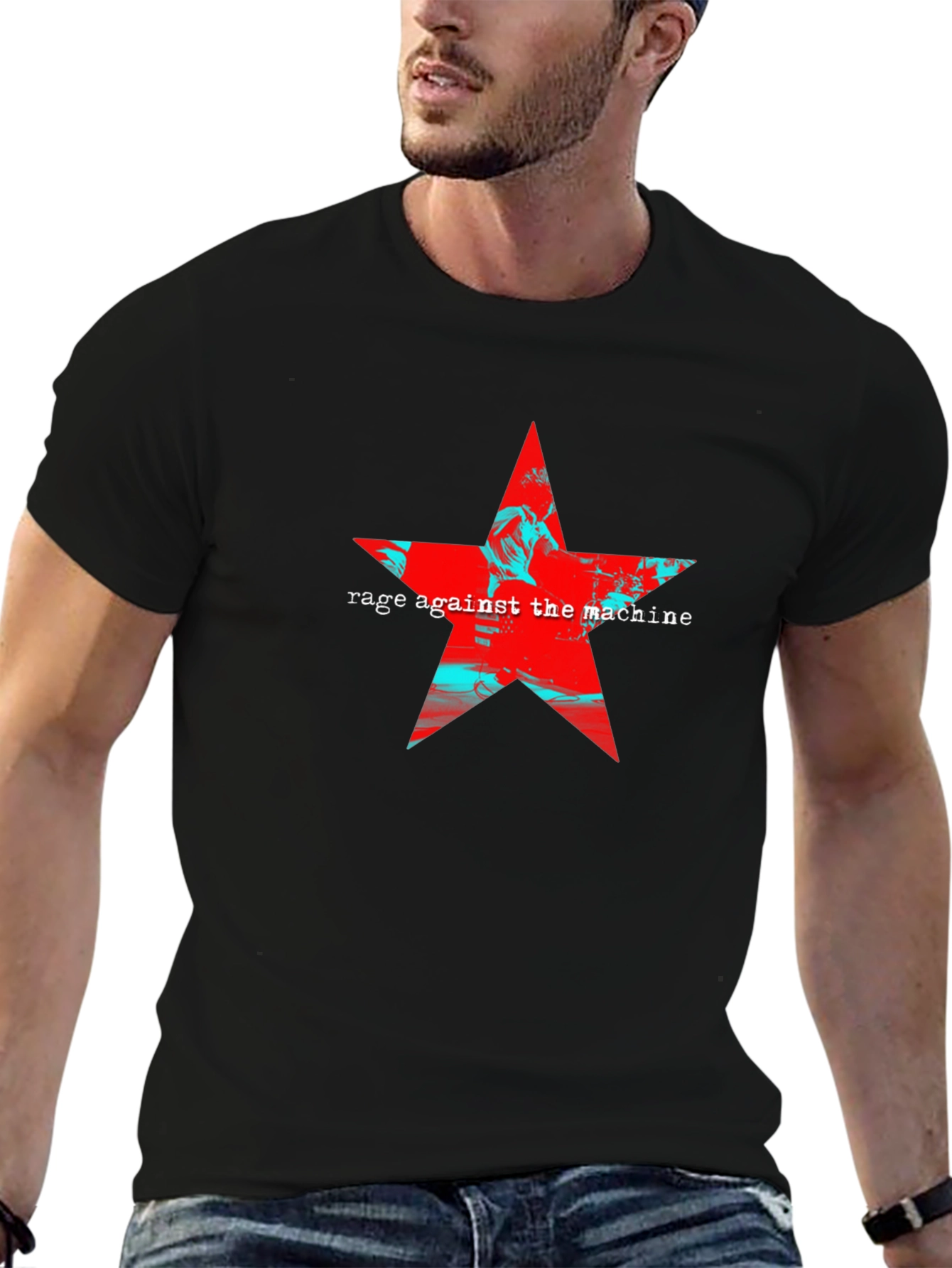 Black Rage Against the Machine Star Graphic Black T-Shirt view 6