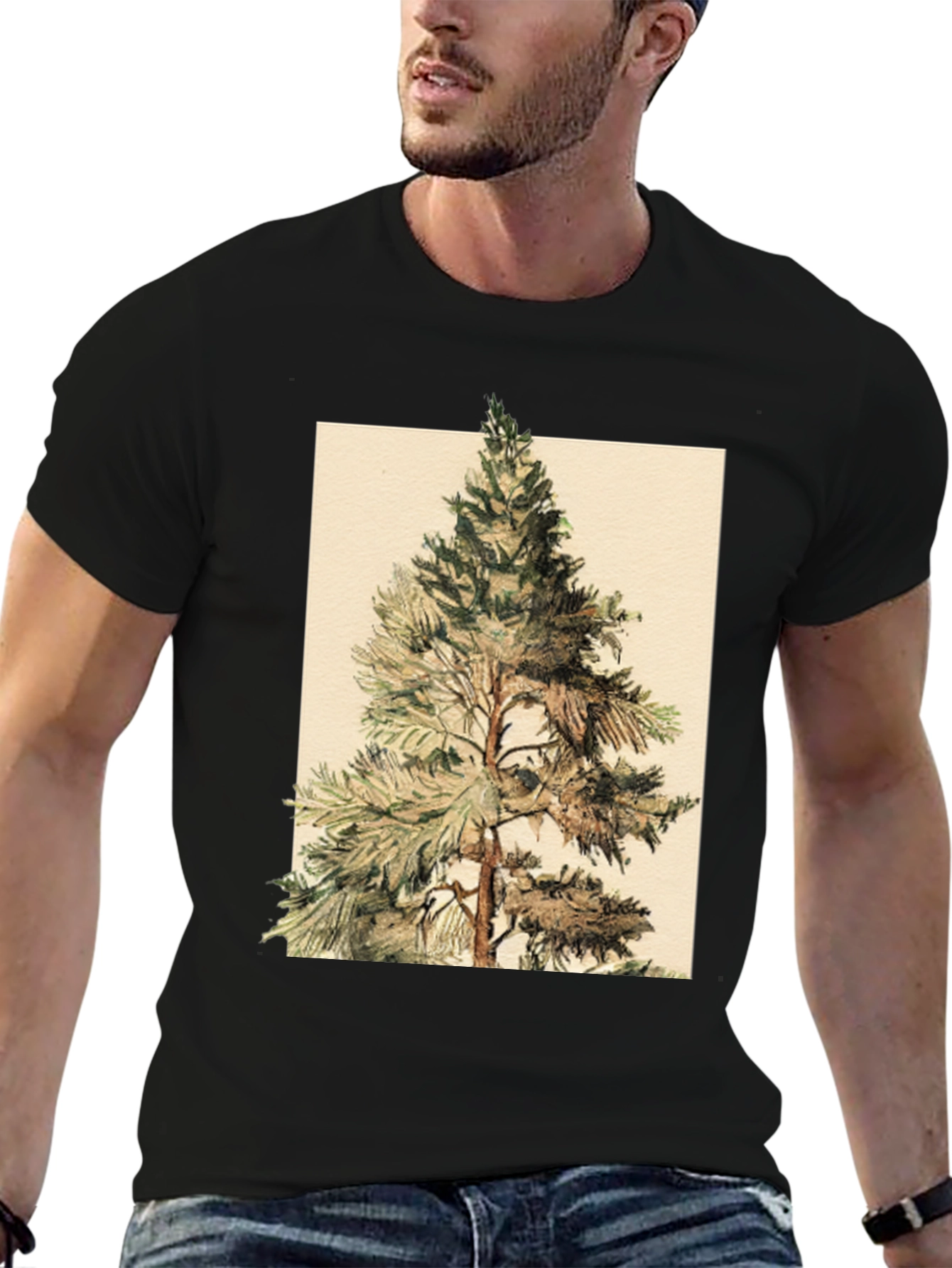 Black Pine Tree Graphic Tee - Nature Inspired Design view 6