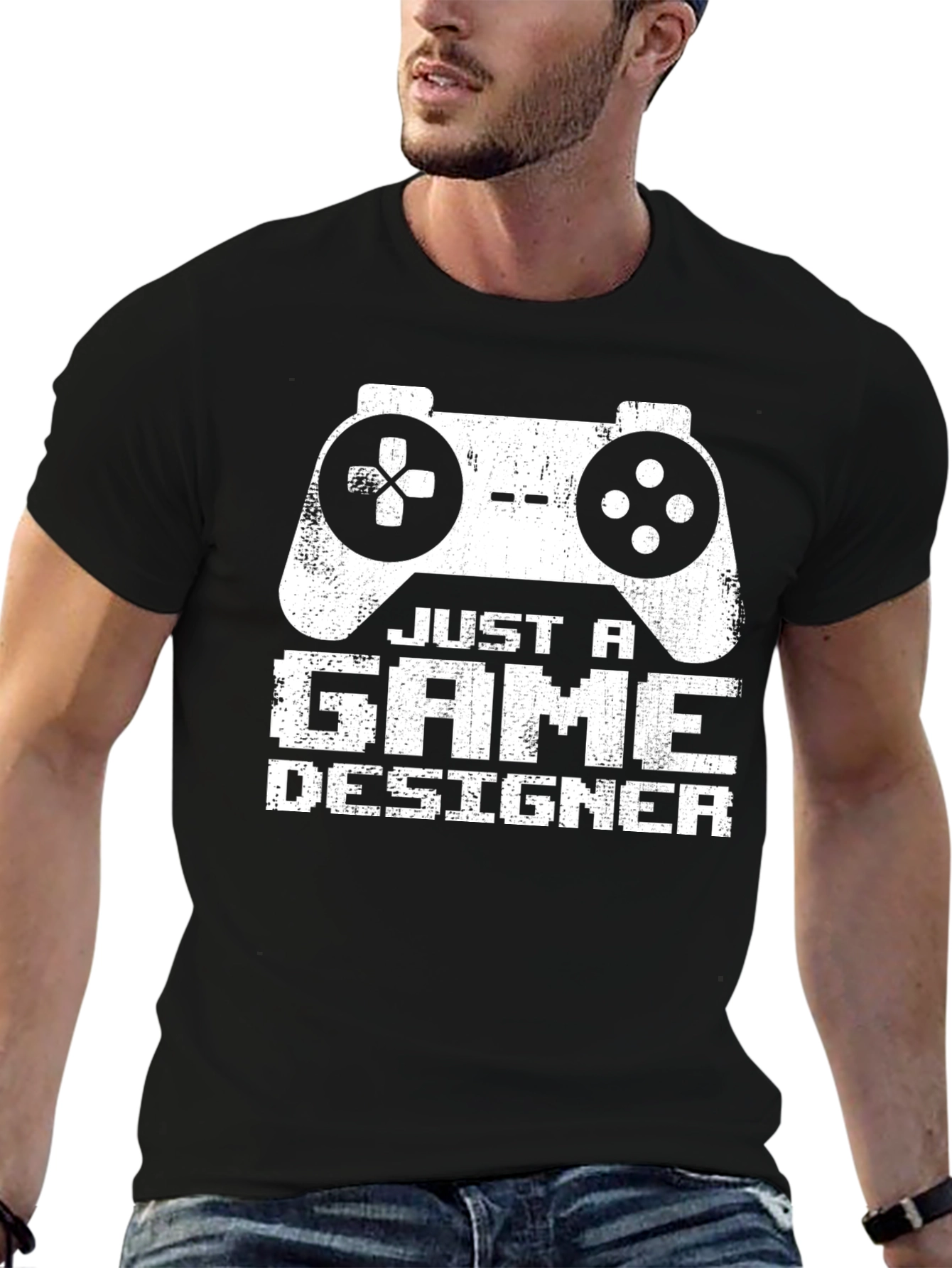 Black Just A Game Designer T-Shirt - Gamer Apparel view 6