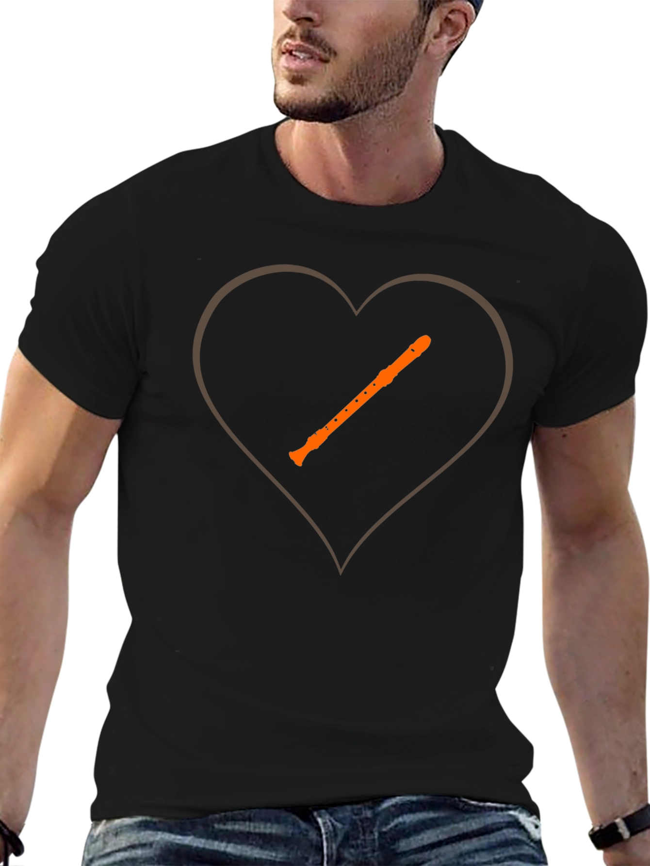 Black Music Lover T-Shirt - Recorder Heart view 6