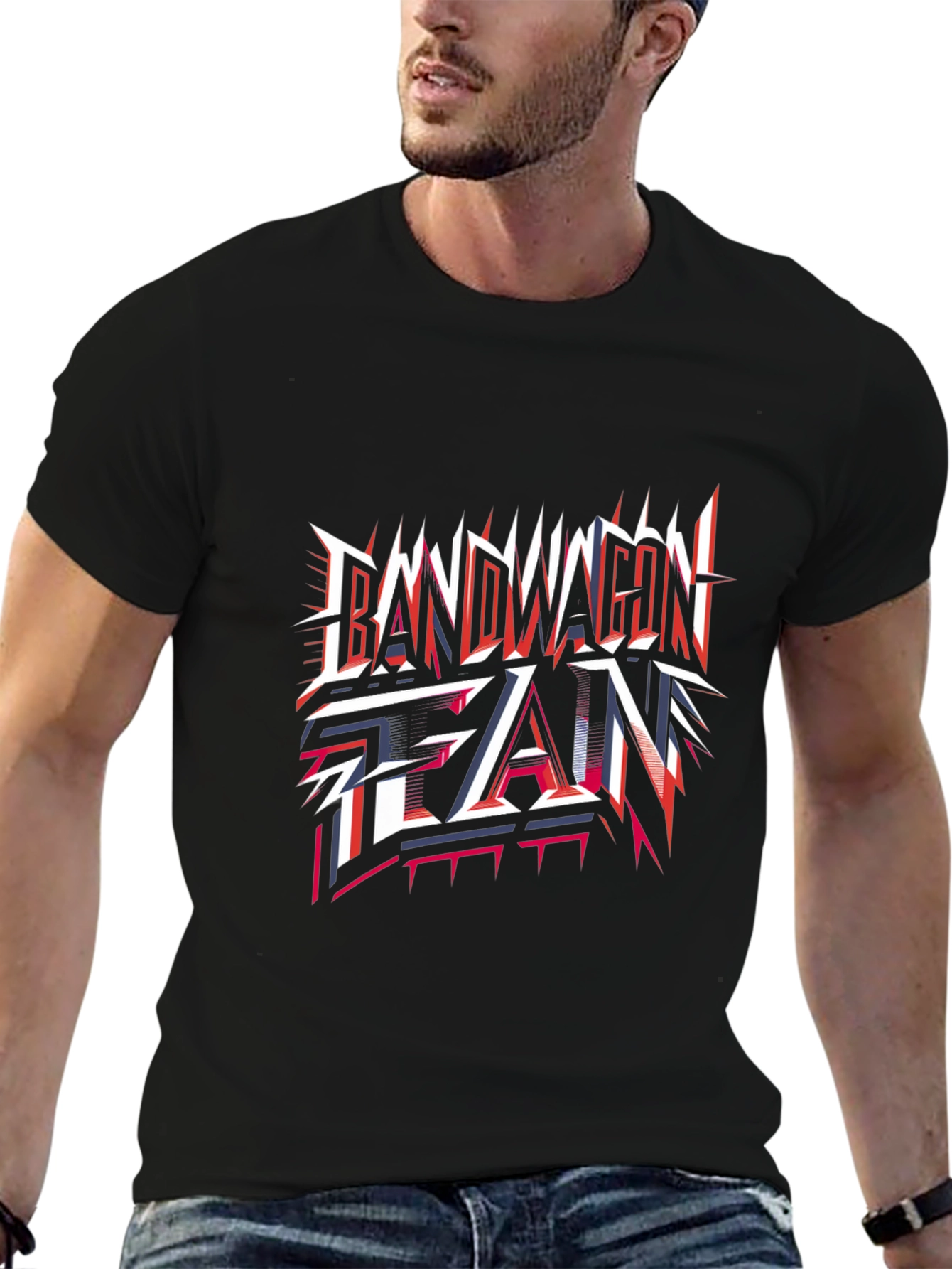 Black Bandwagon Fan Graphic Tee - Black Cotton T-Shirt view 6