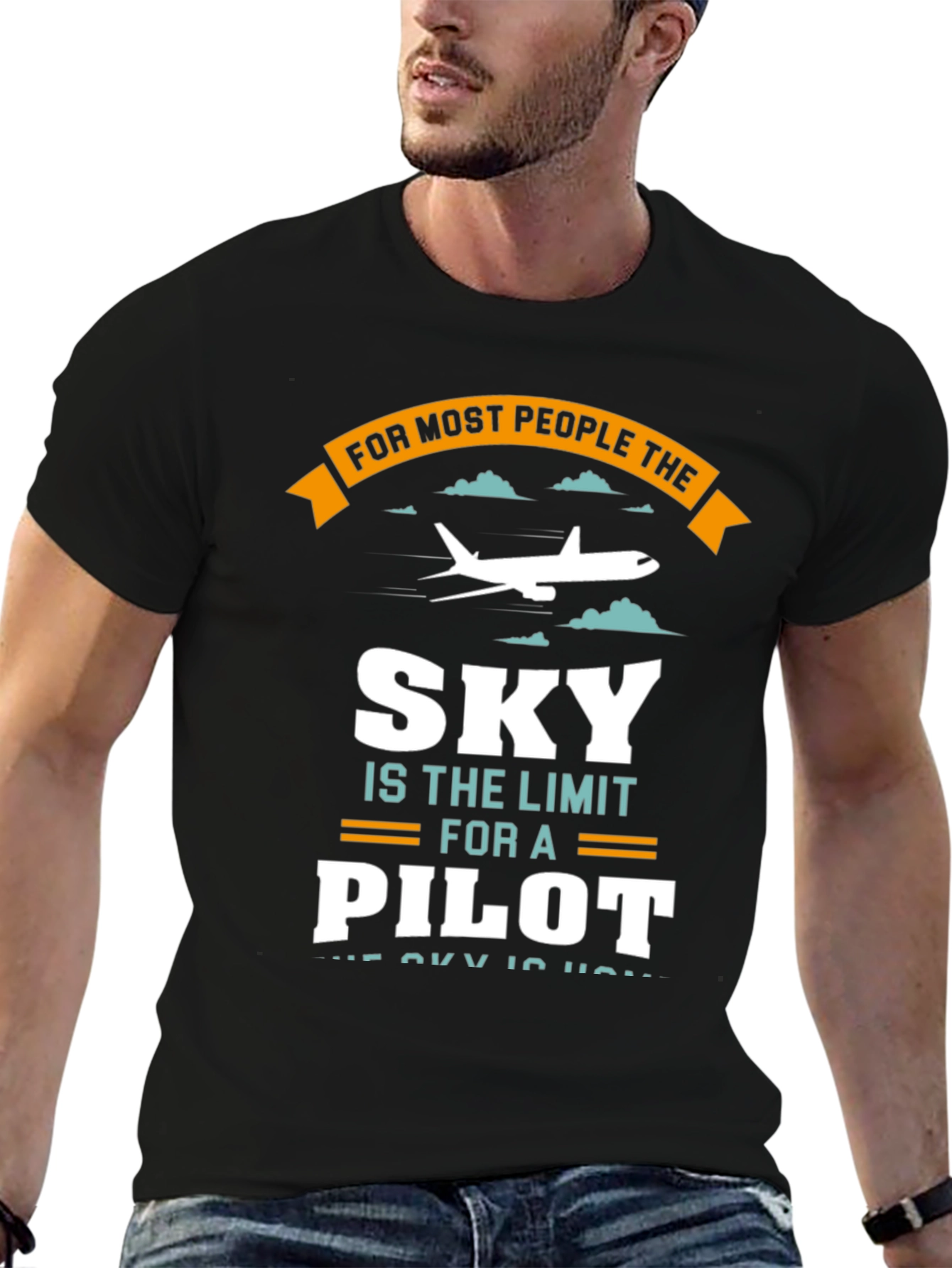 Black Pilot Sky Limit T-Shirt - Aviation Gift Tee view 6