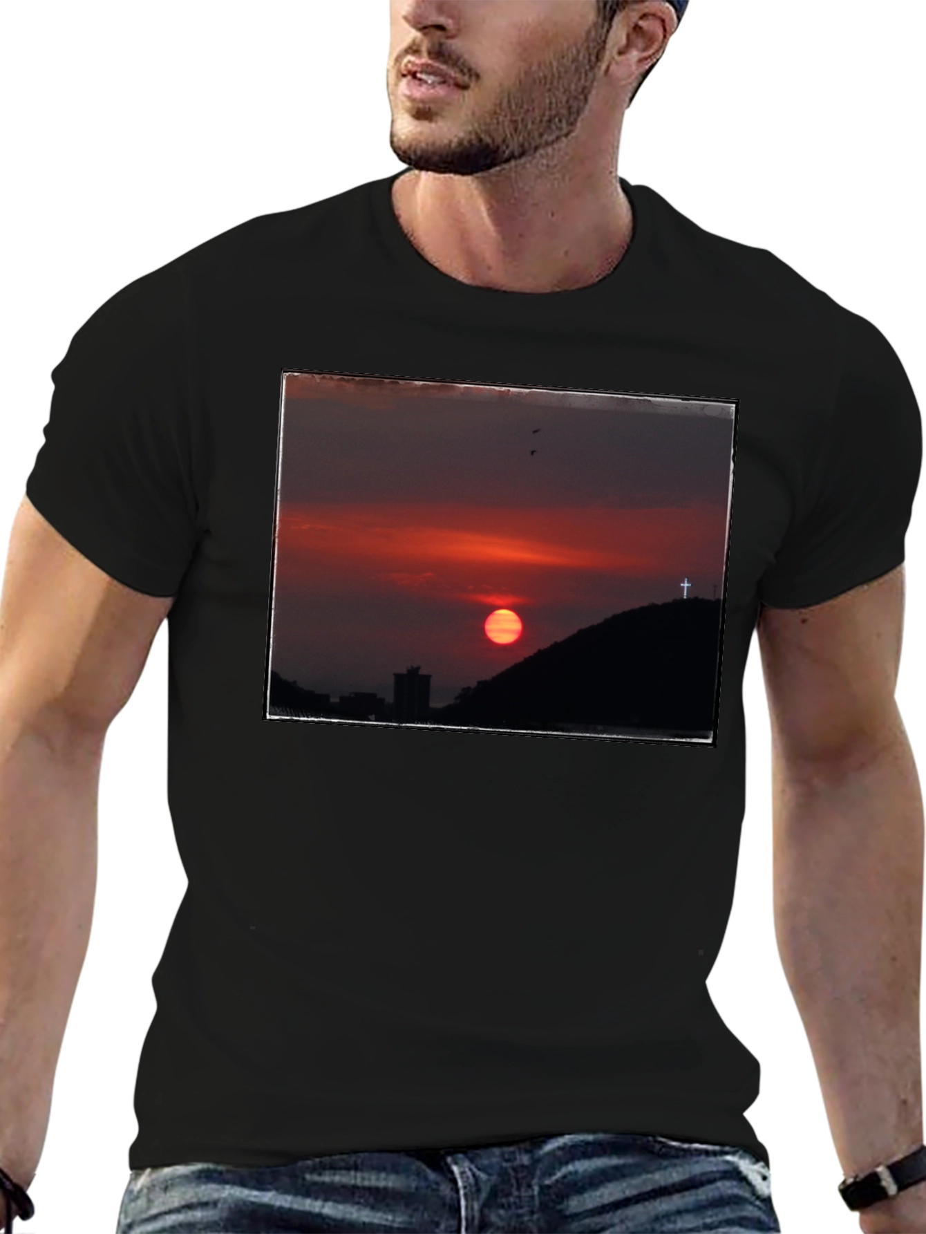 Black Sunset Cross Graphic Tee - Black view 6