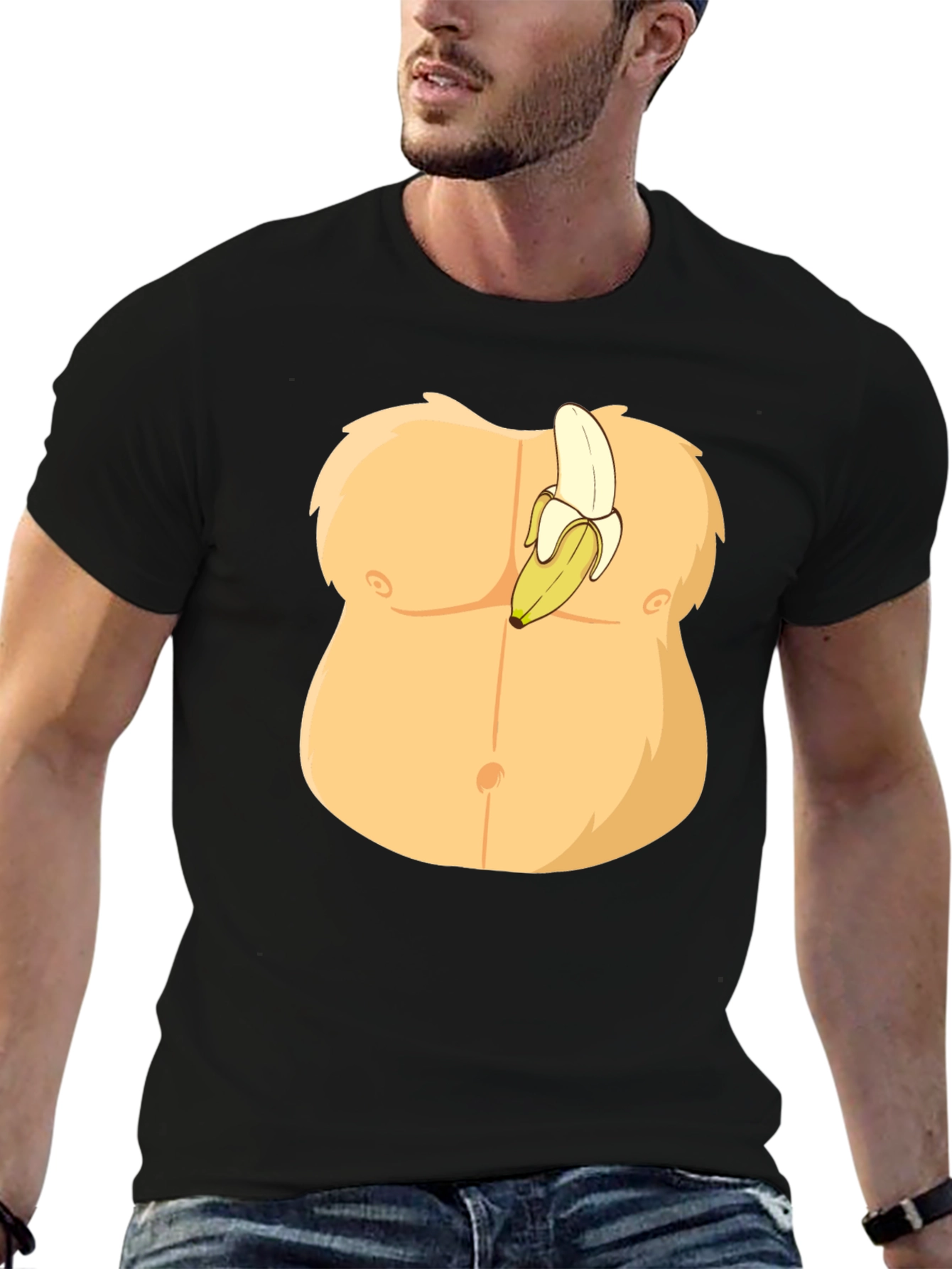 Black Funny Banana Abs Graphic T-Shirt view 6