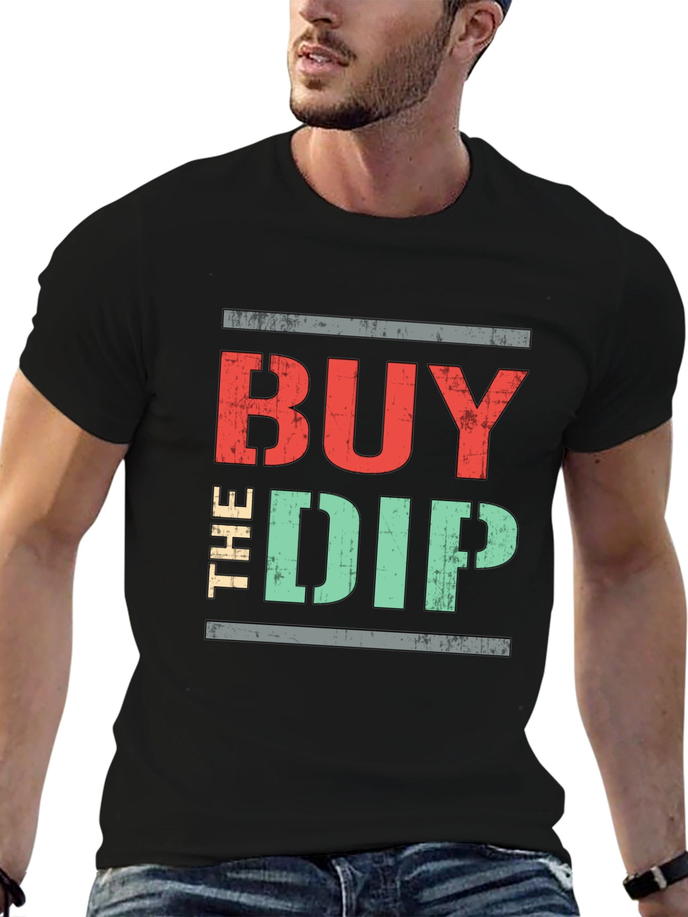Black Buy The Dip Graphic Tee - Stock Market T-Shirt view 6