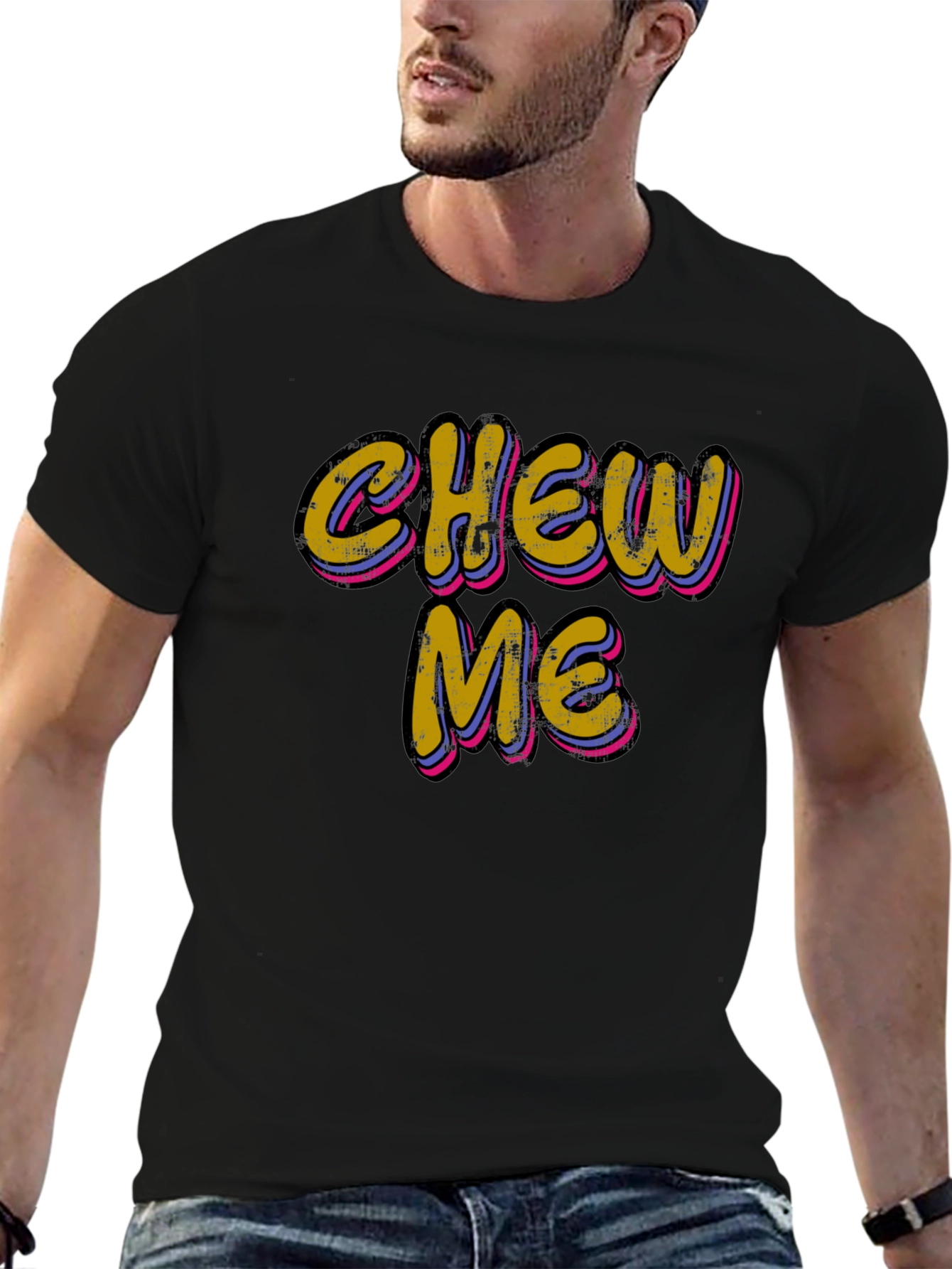 Black Chew Me Graphic Black T-Shirt view 6
