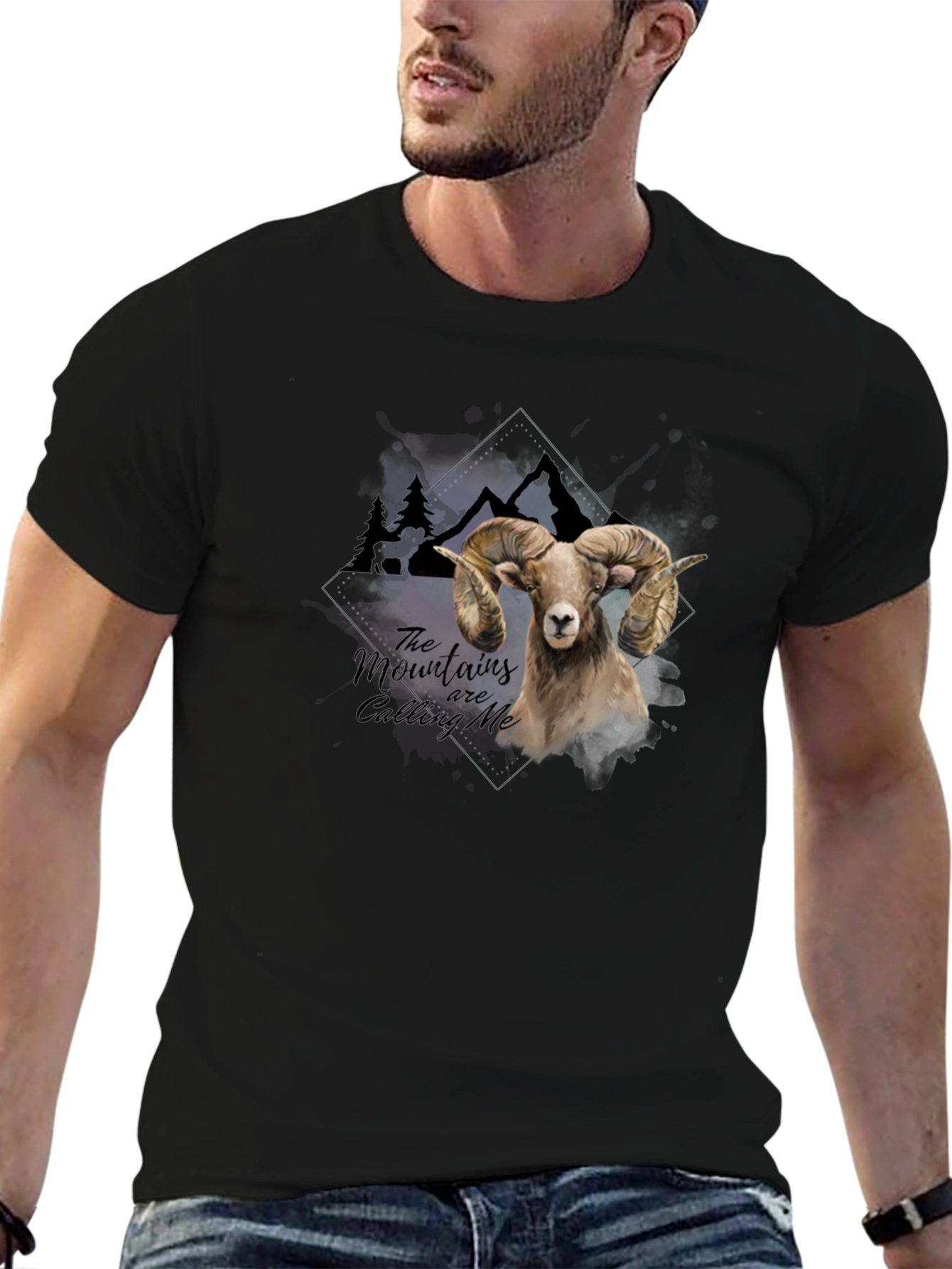 Black Mountains are Calling Me Ram Graphic Tee view 6
