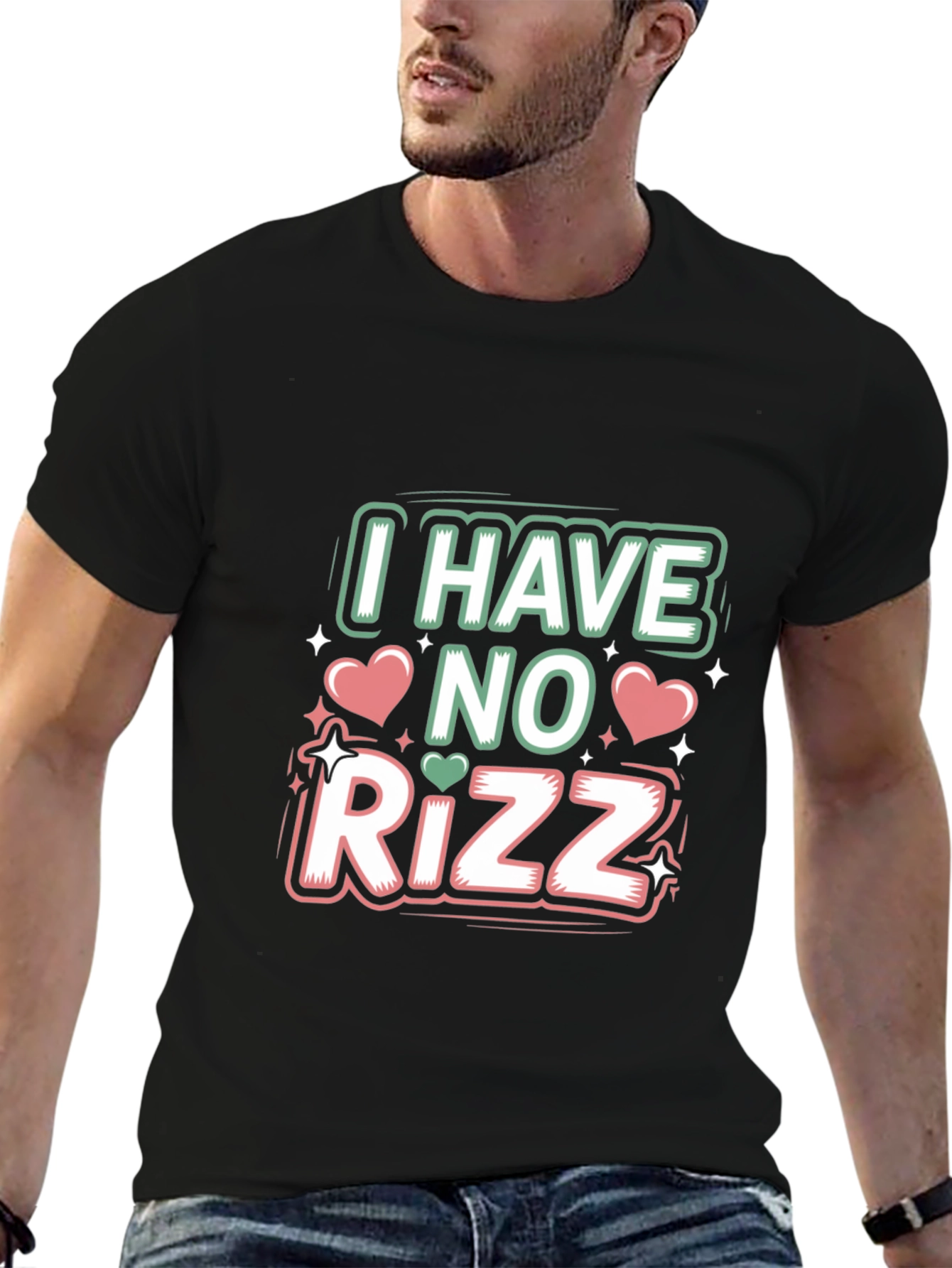 Black I Have No Rizz Graphic Tee - Funny Unisex T-Shirt view 6