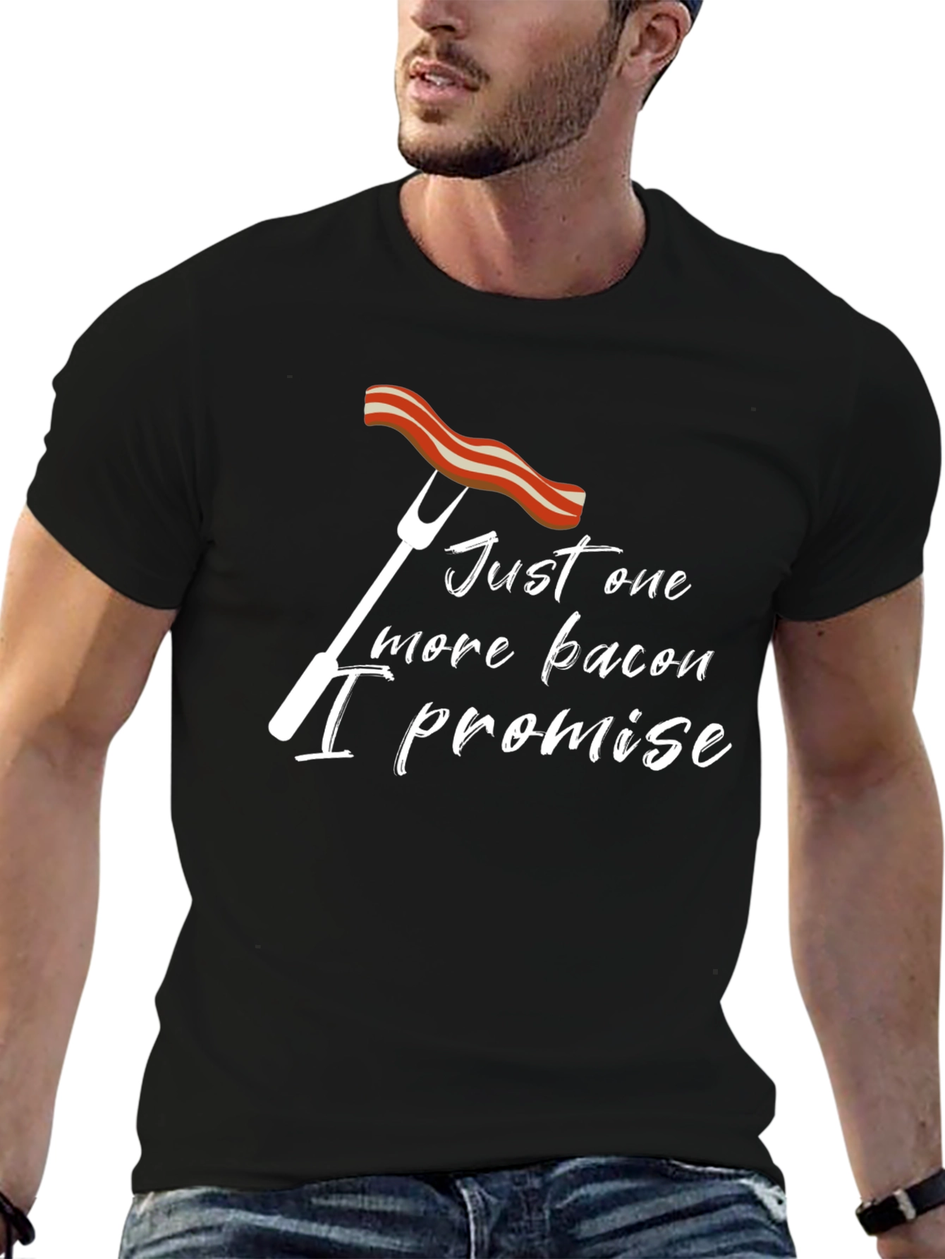 Black Funny Bacon Promise T-Shirt view 6