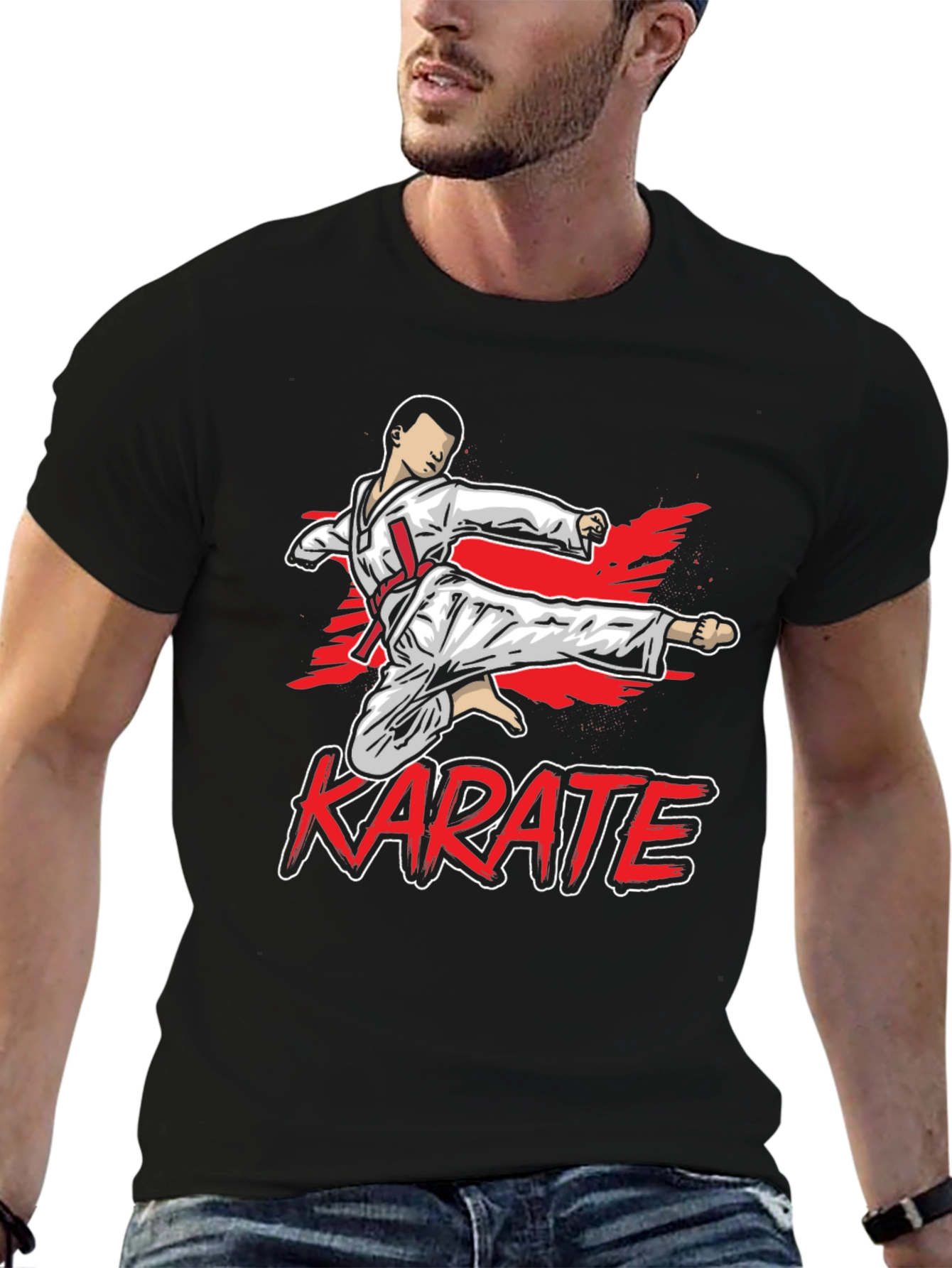 Black Karate Kick Graphic T-Shirt - Martial Arts Tee view 6