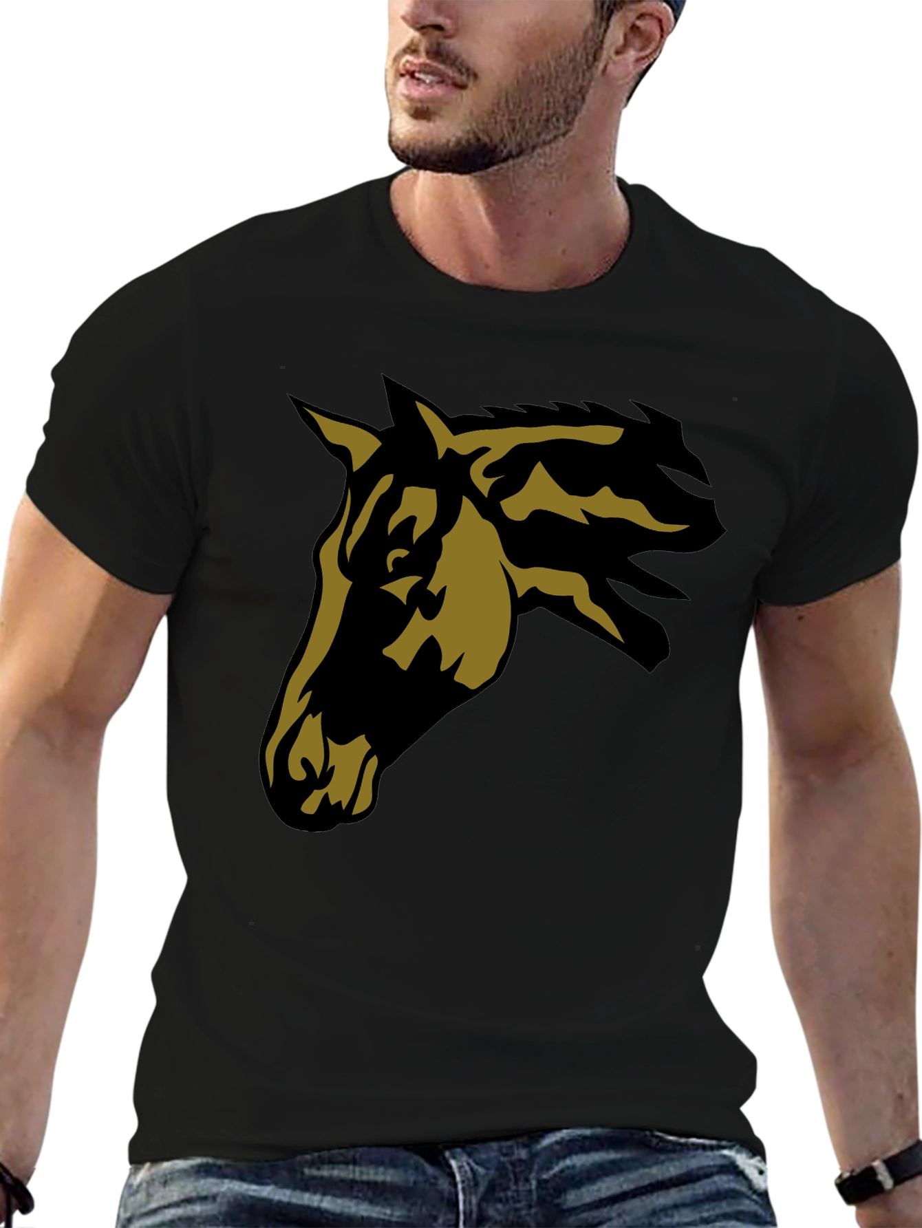 Black Black Horse Graphic Tee - Stylish Men's Casual T-Shirt view 6