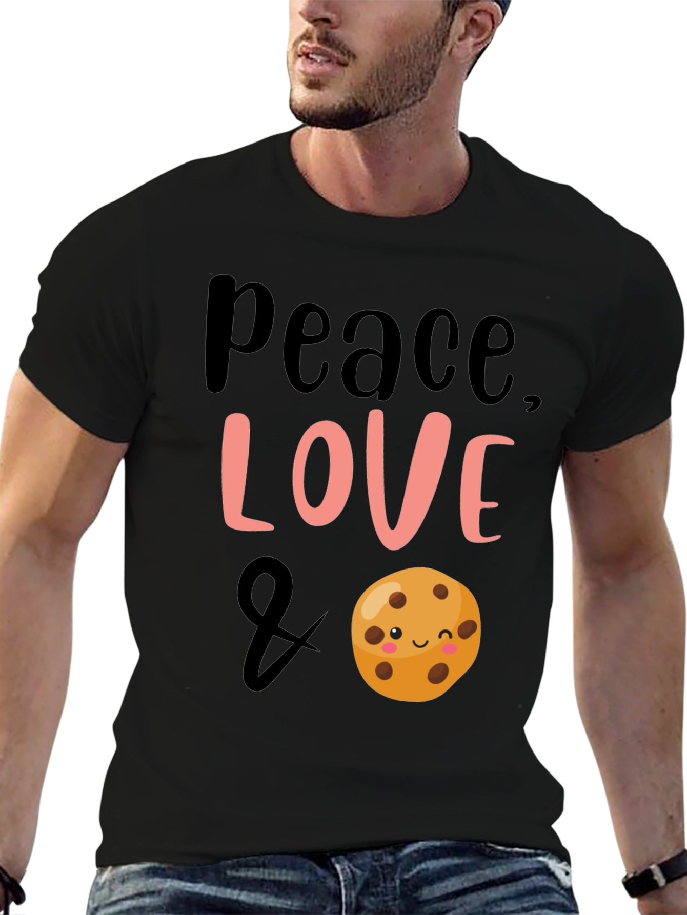 Black Peace, Love & Cookies Black Graphic Tee view 6