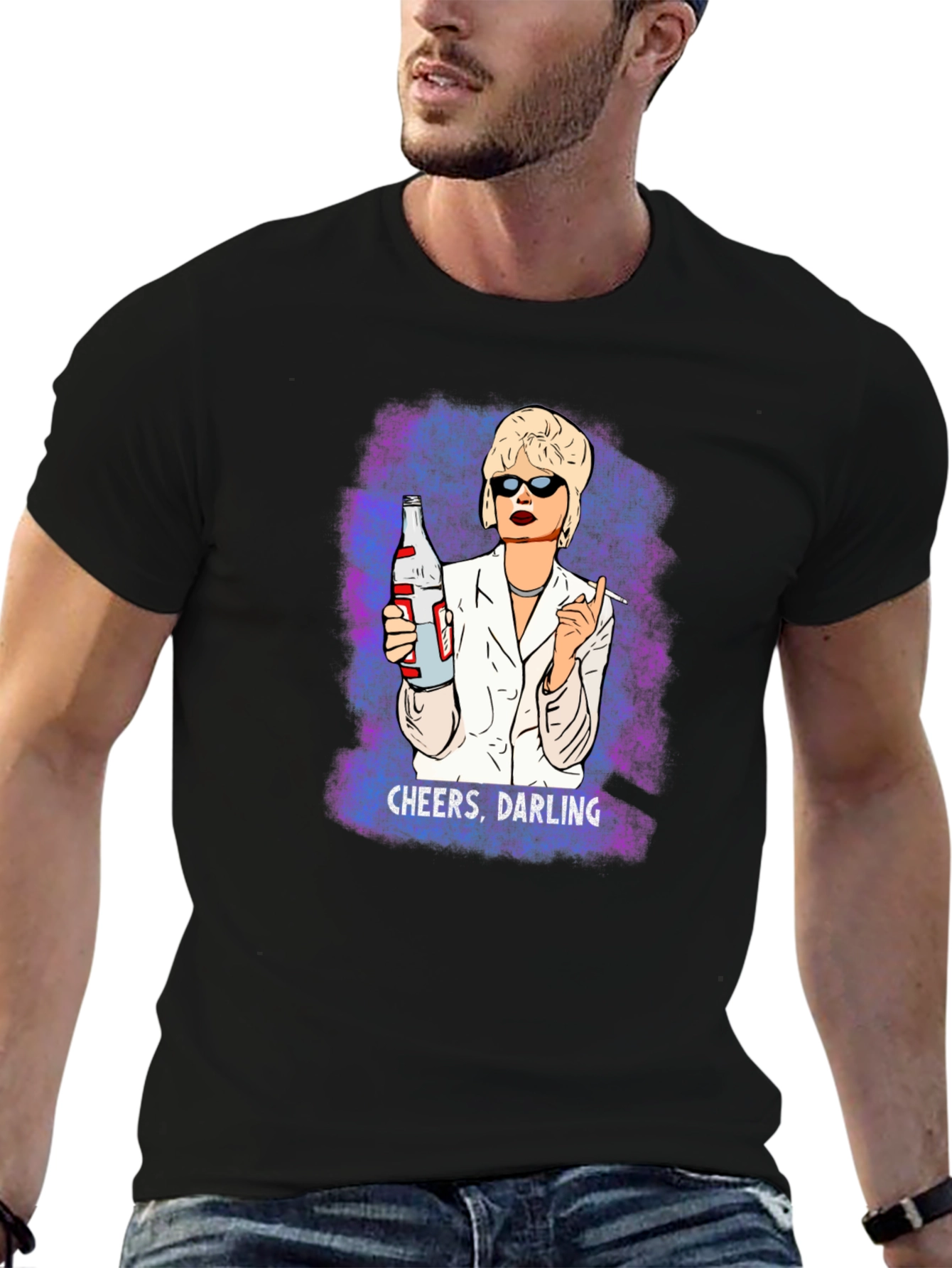 Black Cheers Darling Graphic T-Shirt - Novelty Tee view 6